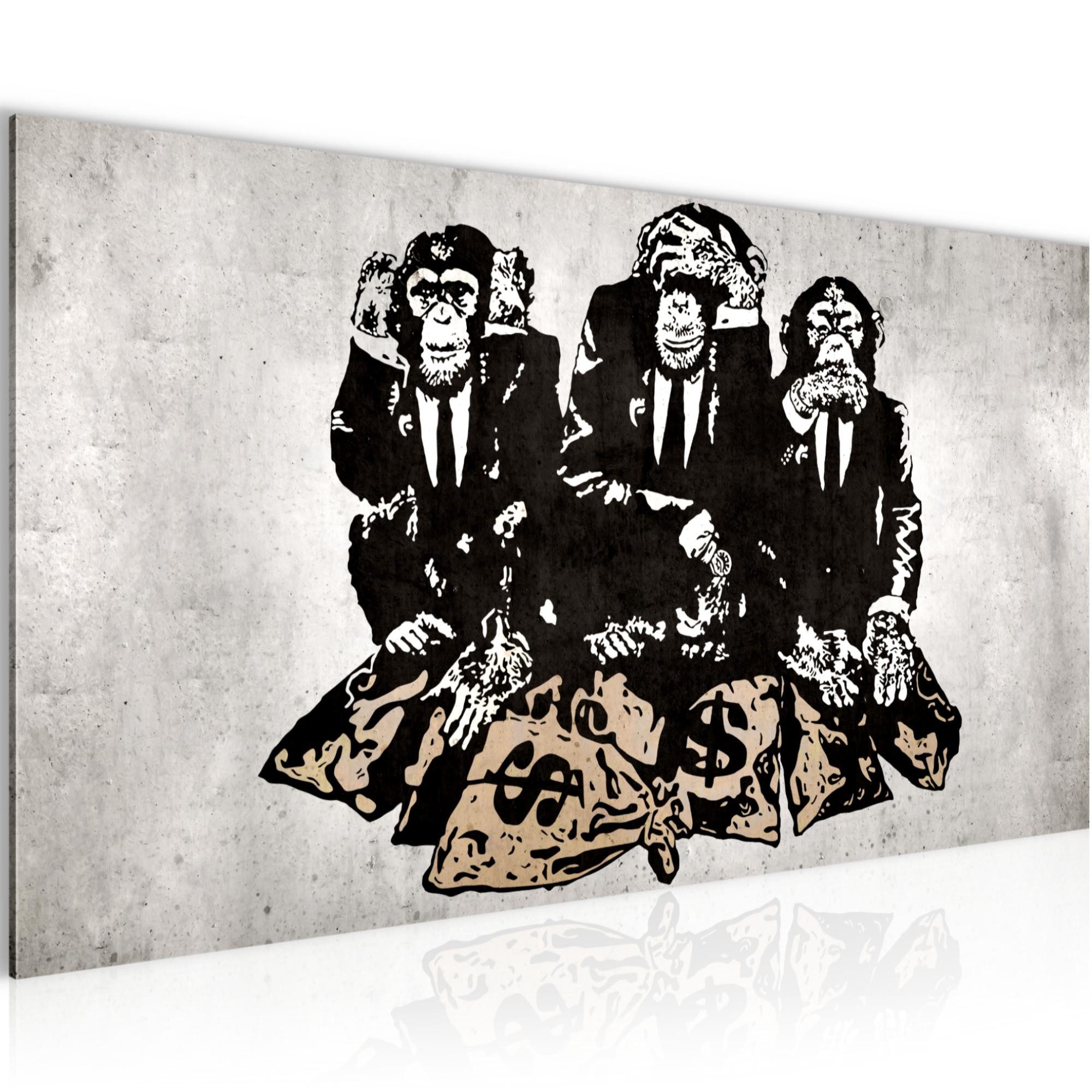 Runa Art Wandbild Schlafzimmer (100 x 40 cm, 3 Affen) 303412b, 100L x 40B cm