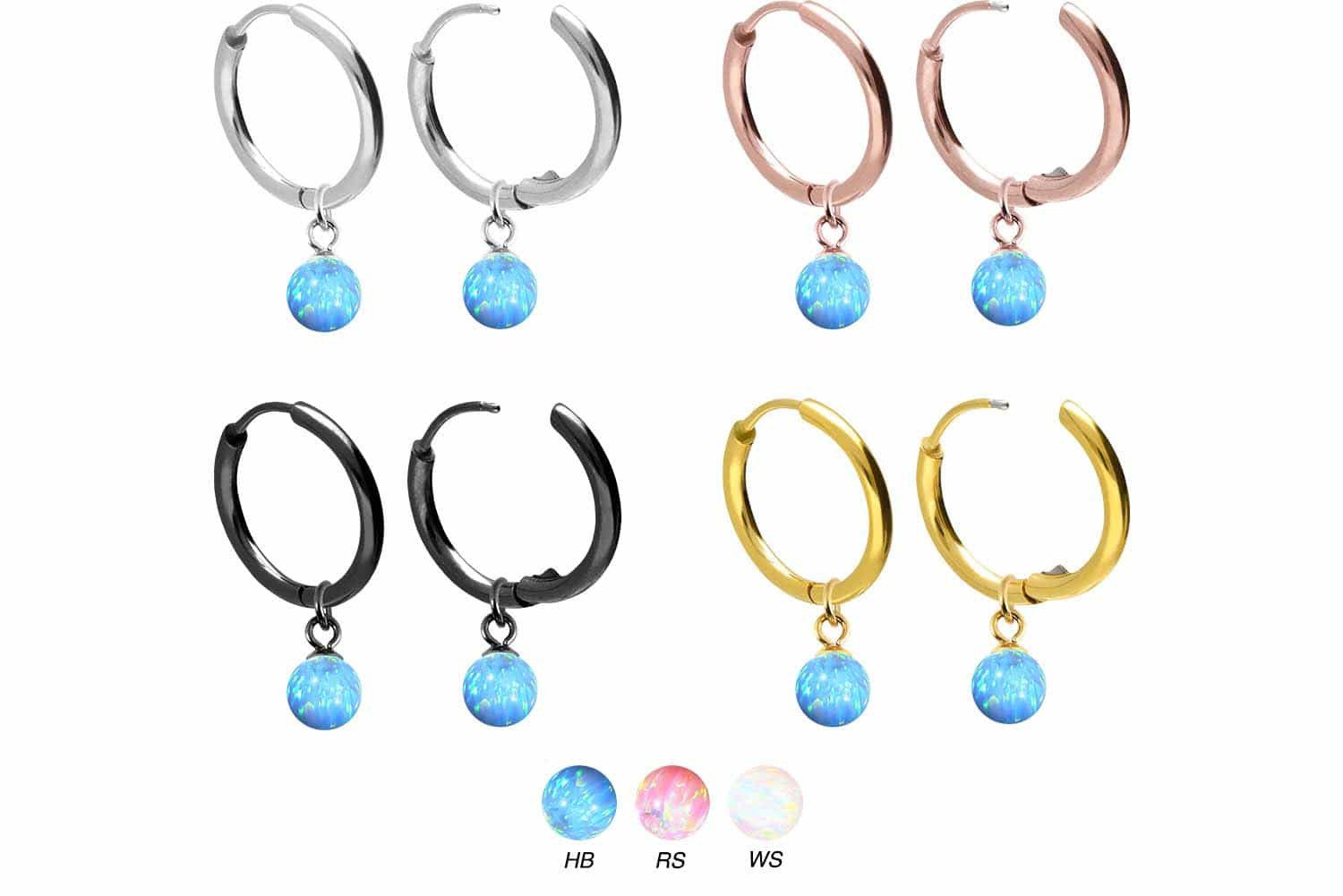 FILANGO Paar Creolen Chirurgenstahl Ohrclicker Creolen SYNTHETISCHER OPAL (Creolen, 1-tlg)