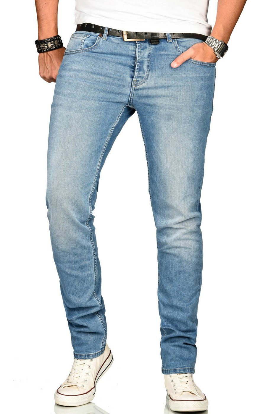 Alessandro Salvarini Straight-Jeans ASAngelo blau