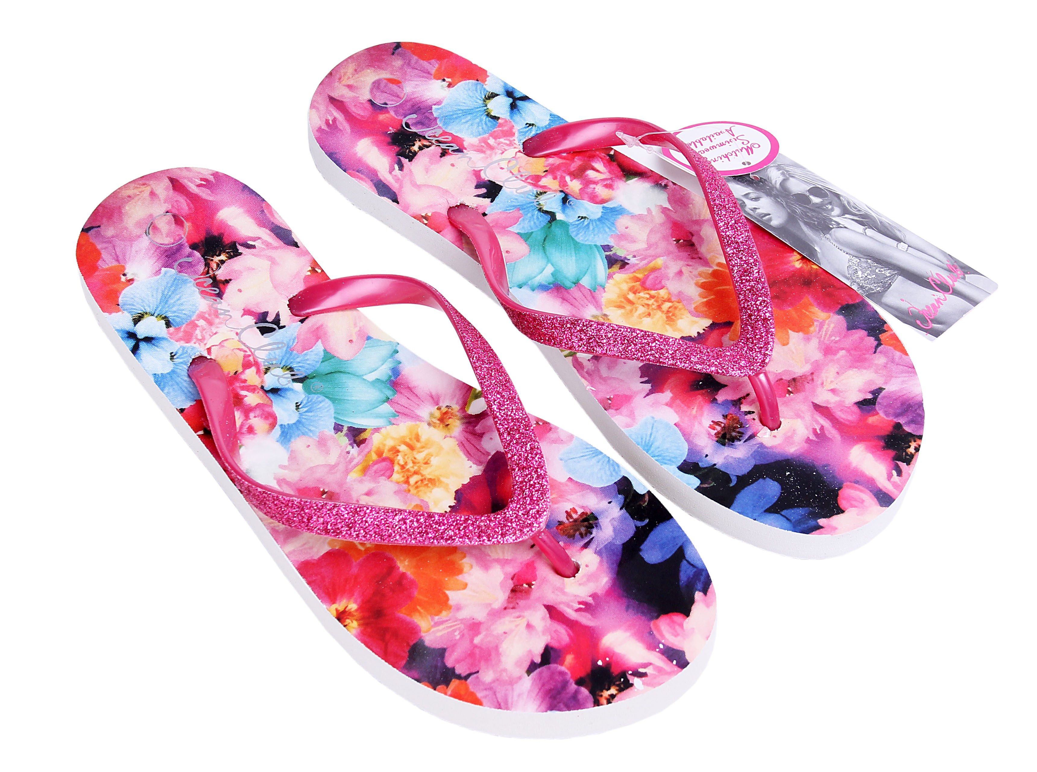 Atmosphere Rosa geblümte Flip Flops, glitzernde PRIMARK ATMOSPHERE 36-37 EU Badezehentrenner