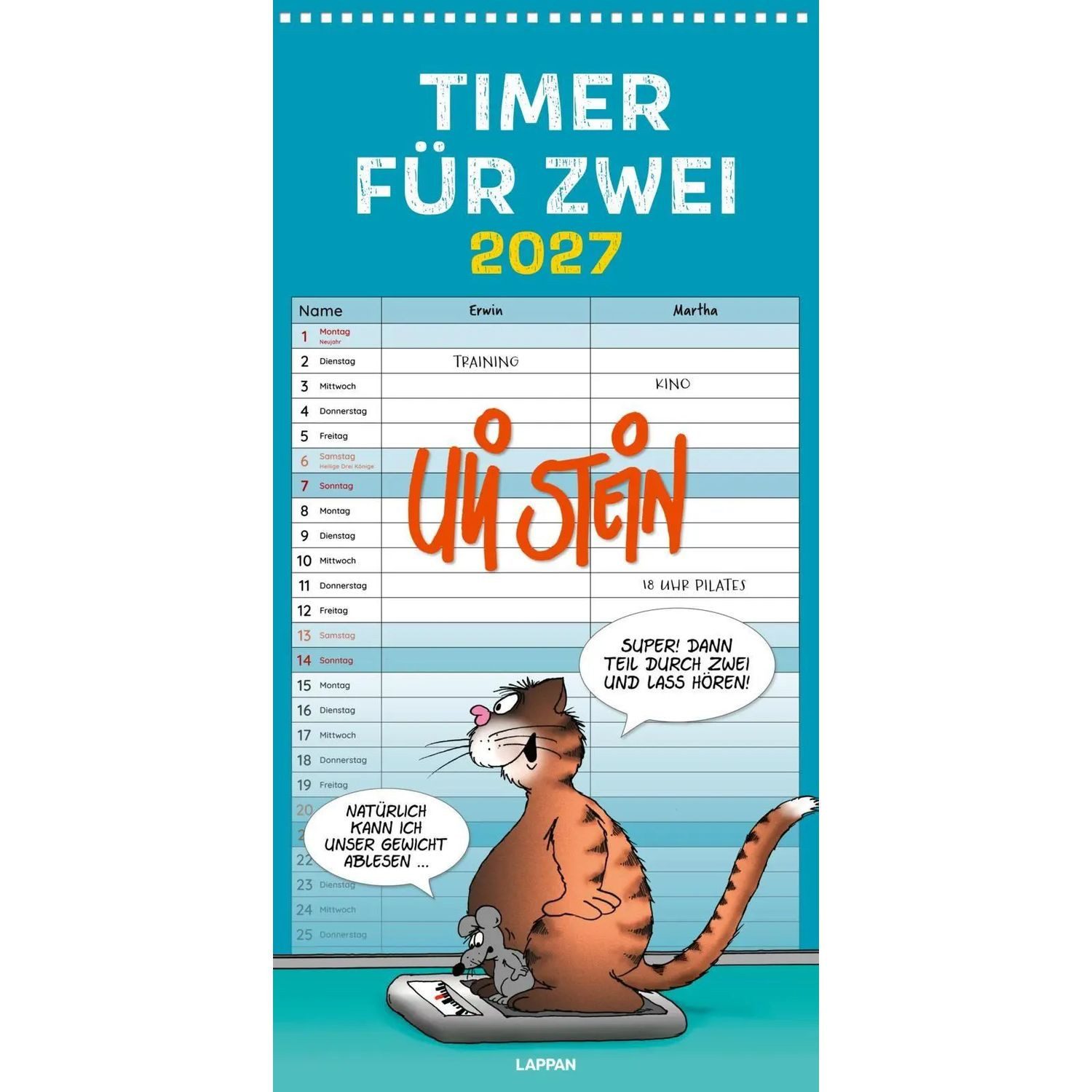 Lappan Verlag Wandkalender Uli Stein Timer für zwei 2027: Monatskalender für die Wand