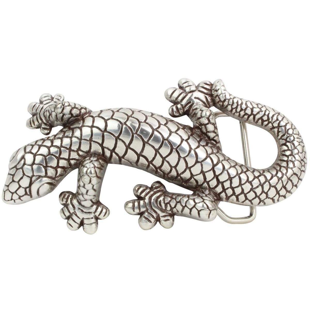 BELTINGER Gürtelschnalle Delux Gecko 4,0 cm - Buckle Wechselschließe Gürtelschließe 40mm - Gürt Silber