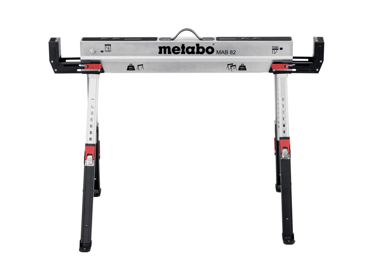 metabo Sägebock Arbeitsbock Set MAB 82, 1180 kg max. Belastbarkeit, (2-St), höhenverstellbare Standbeine, klappbar, Tragegriff für Transport