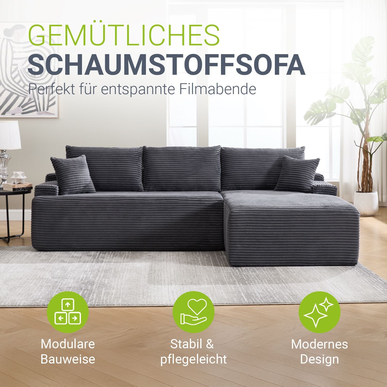 Juskys Ecksofa Coredo, Ecksofa, mit Rücken- günstig online kaufen