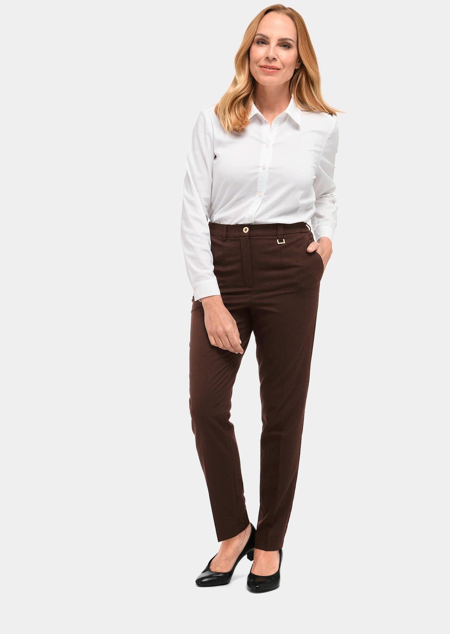 GOLDNER Stoffhose Bügelfaltenhose mit Teildehnbund Stoffhose mit Taschen, Gürtelschlaufen und Knöchellänge