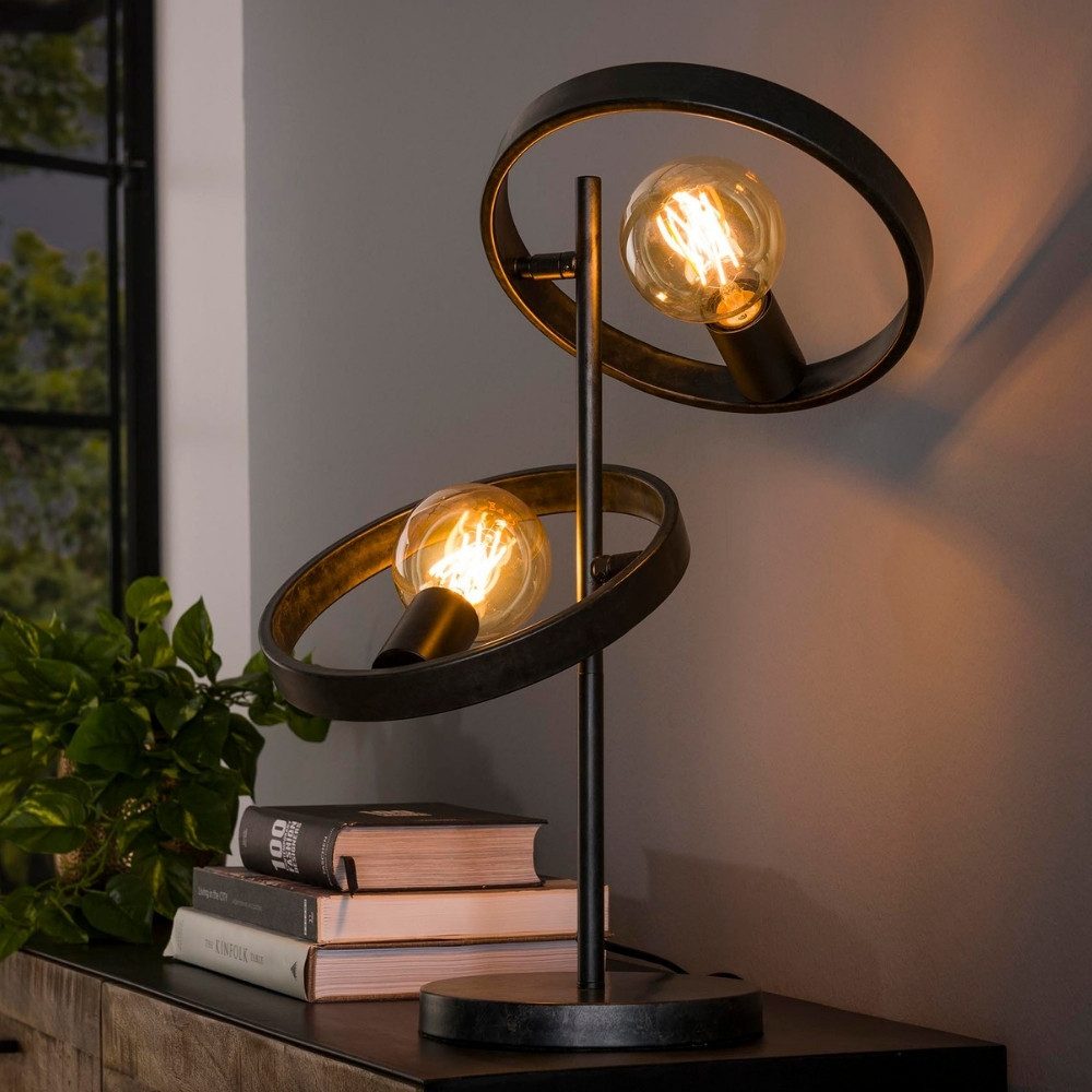 famlights Tischleuchte famlights, Tischleuchte Christopher in Schwarz E27 2-flammig