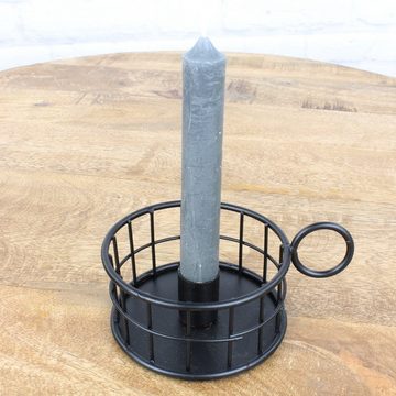 Macosa Home Kerzenhalter moderne Design Kerzenständer Draht Tisch-Dekoration Kerzen Halter (2 St), Kerzenhalter 2er Set Metall schwarz rund Kerzenleuchter mit Griff