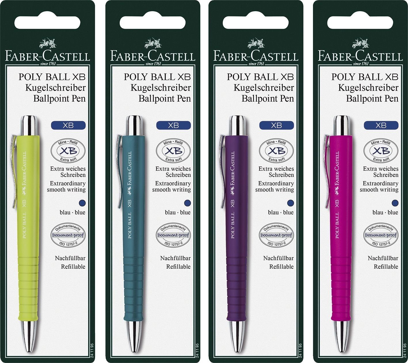 Faber-Castell Kugelschreibermine 241195 Kugelschreiber Poly Ball XB - dokumentenecht sortiert Blisterka