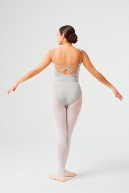 tanzmuster Body Damen Ballettanzug Tessa mit doppelten Spaghettiträgern Raffung vorn und Kreuzmuster am Rücken
