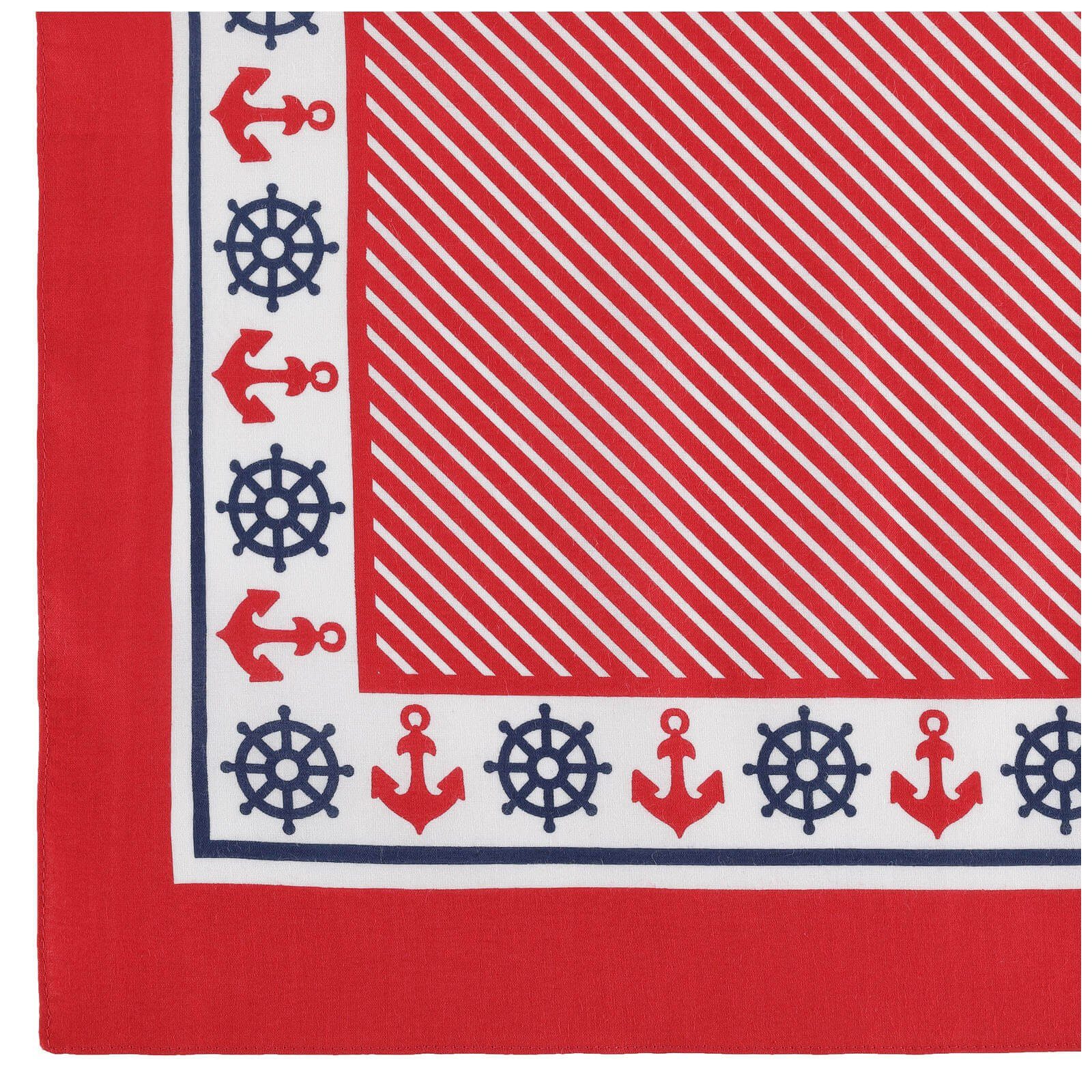 Vierecktuch Baumwolle Anker in (85) ca. cm- Bandana Designs 54x54 und modAS Modetuch, Tuch aus Farben verschiedenen Steuerrad Rot Kopftuch