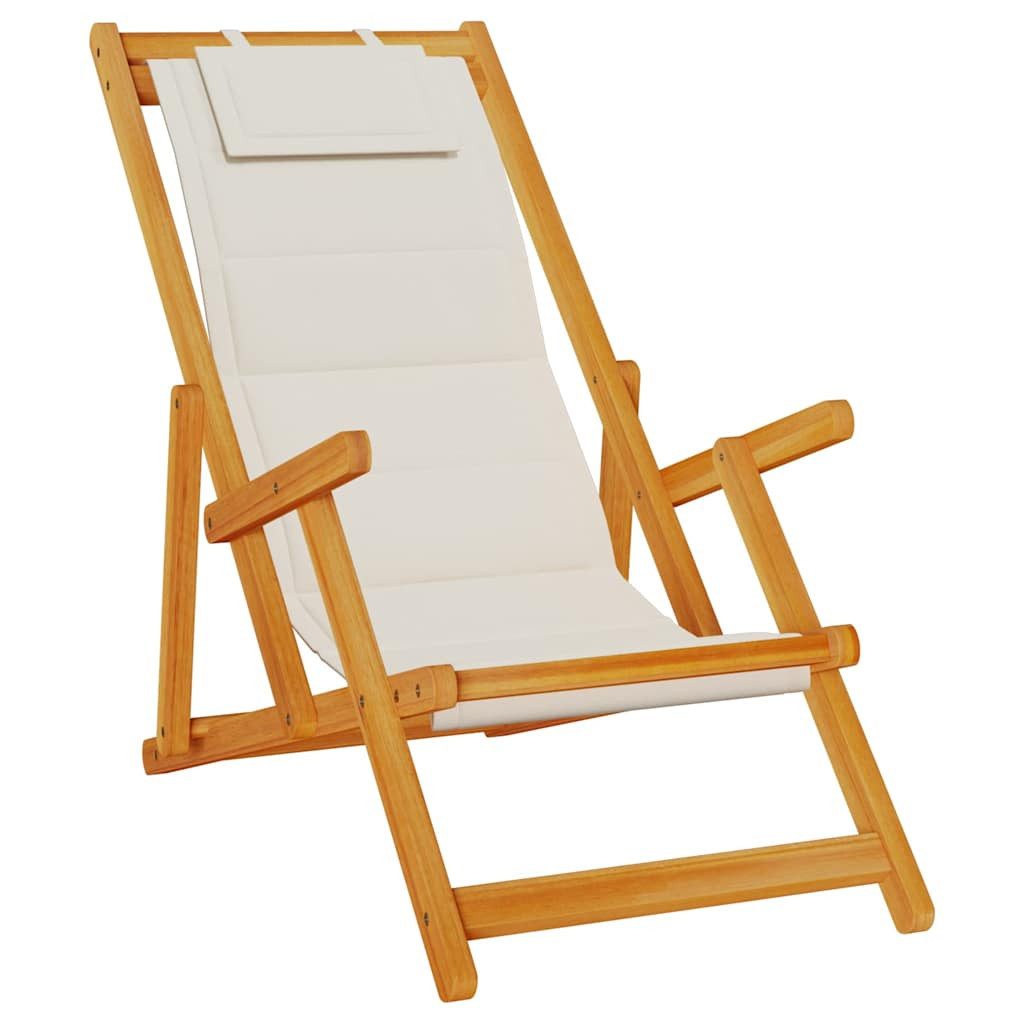 vidaXL Gartenstuhl Strandstuhl mit Armlehnen Klappbar Hellgrau Textilene (1 St)