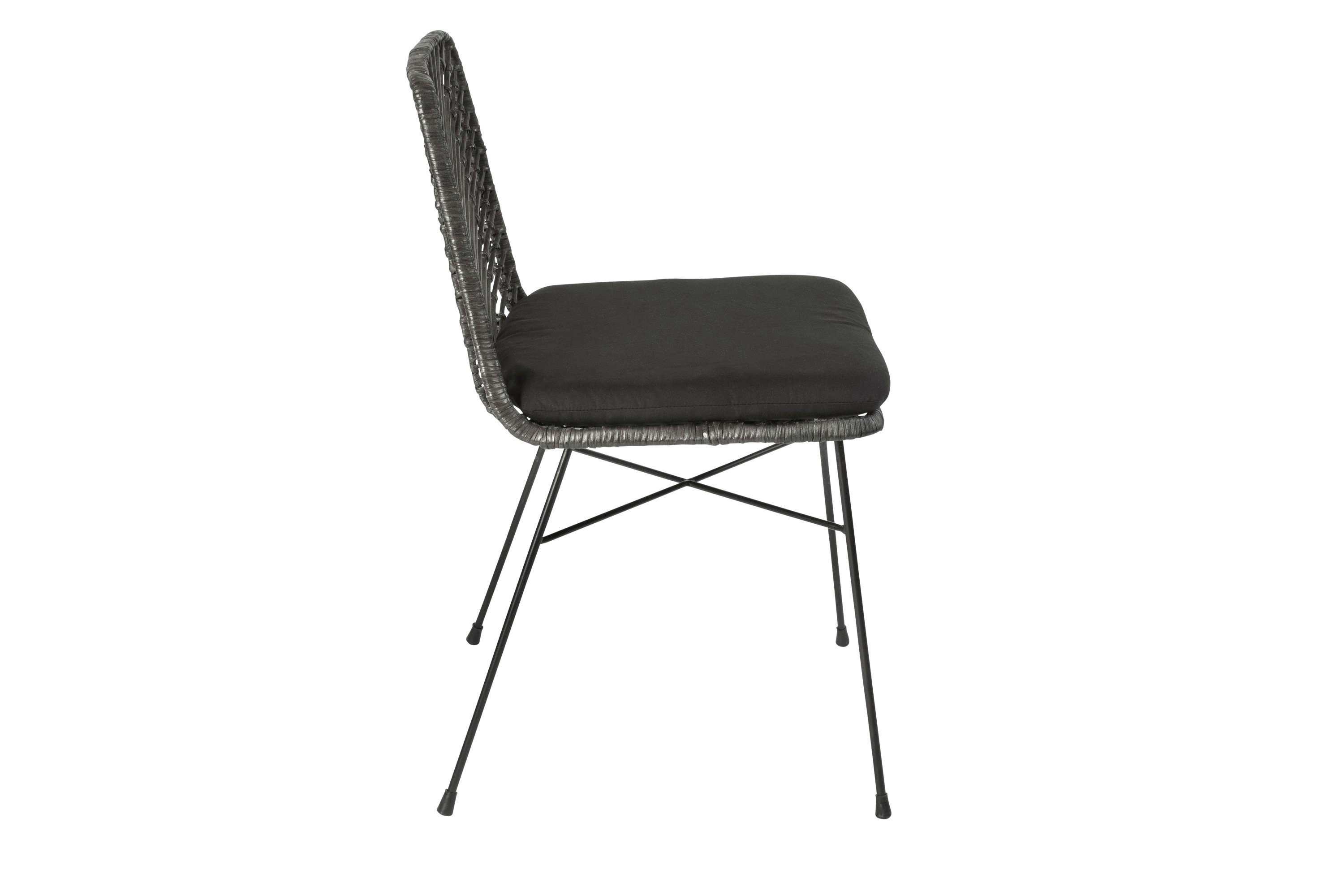 Junado® Esszimmerstuhl Detroit, Rattanstuhl Boho-Chic, Sitzkissen, 40cm mit bequemen schwarz Sitzhöhe