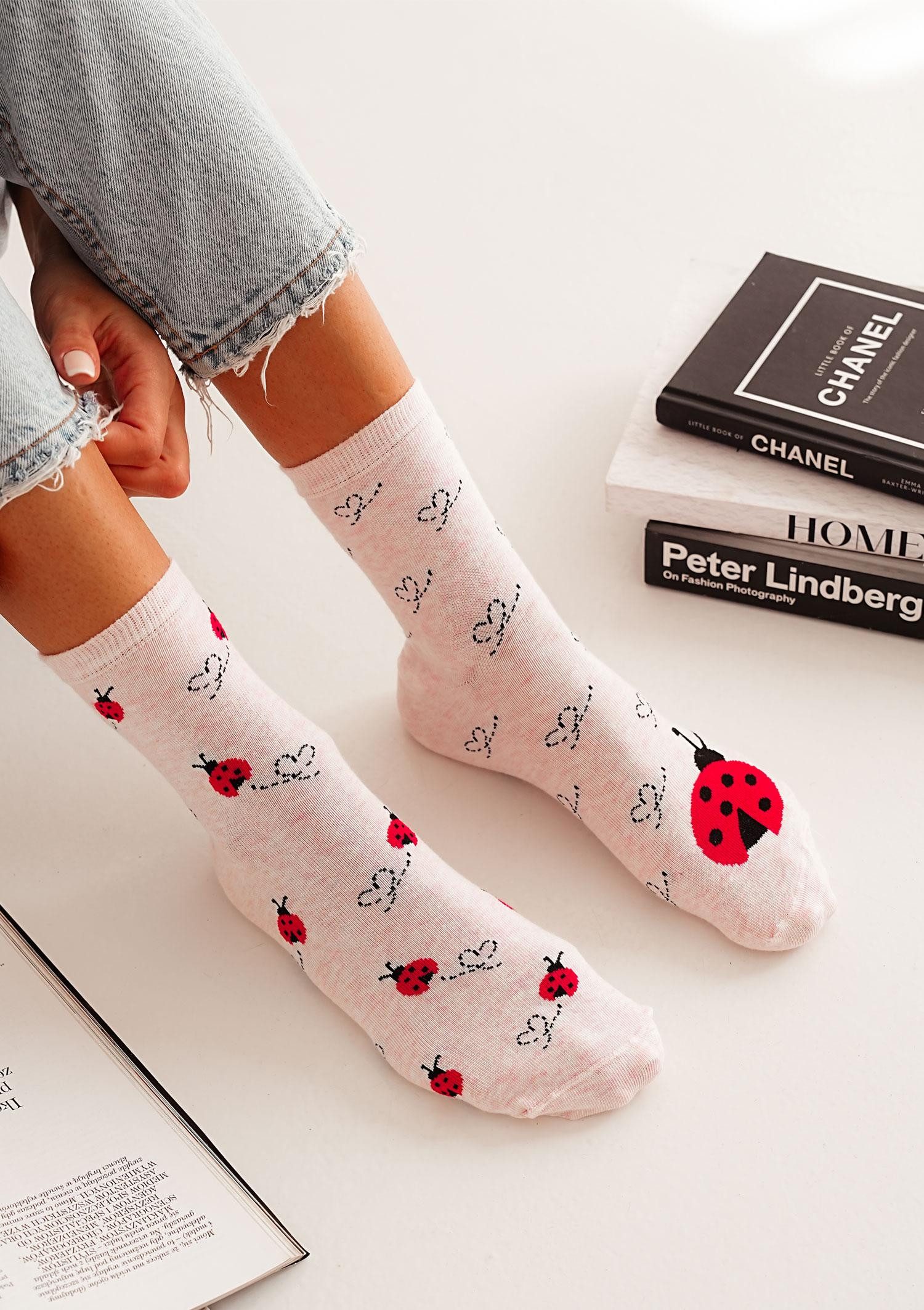 Lycille Socken 1 Paar Lycille Socken 37/41 aus Baumwolle MARIENKÄFER-Muster günstig online kaufen