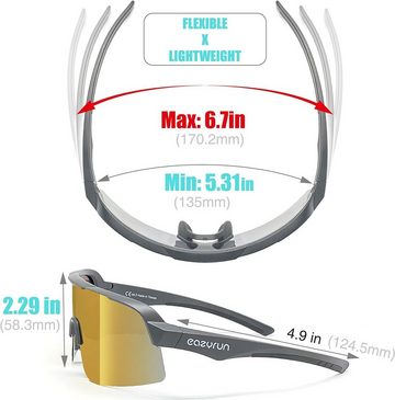 EyeAm Fahrradbrille Sportbrille für Damen & Herren für Sport, Laufen, MTB & Outdoor, (Modell: EAZYRUN PRO), UV-Schutz 400