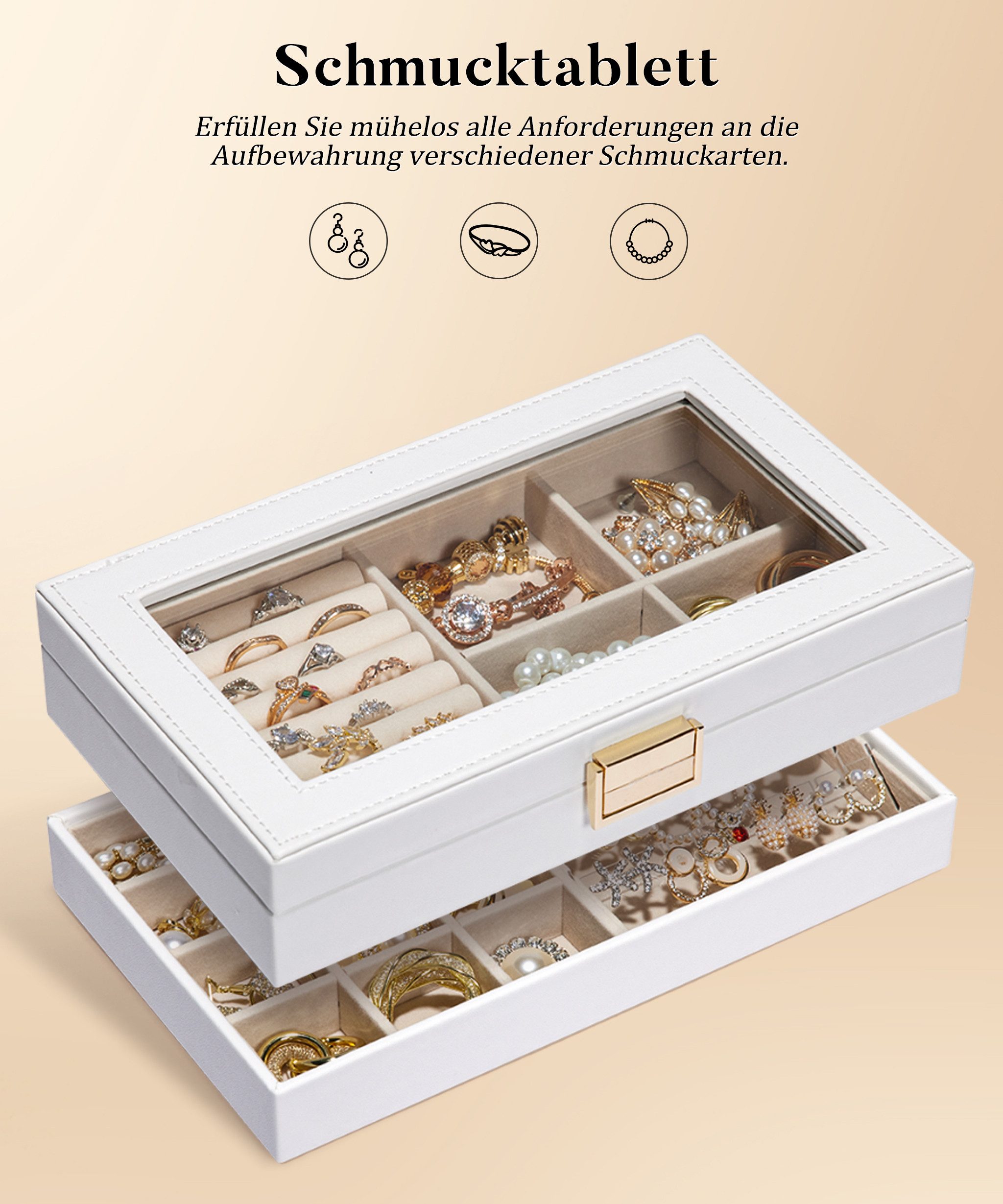 Yorbay Schmuckkasten Stapelbares Schmucktablett, mit Glasdeckel, günstig online kaufen