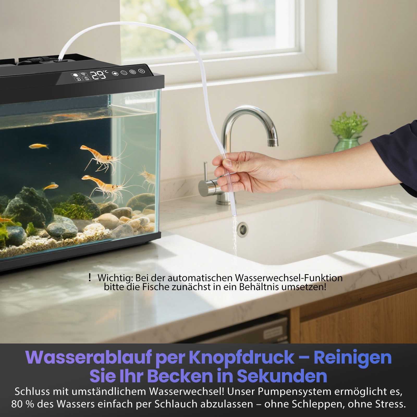 nobleza Aquarien-Set Intelligentes Fischbecken Smart Aquarium 44×24×28,5cm App-Steuerung
