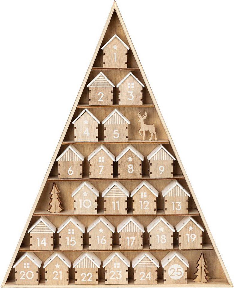 Schneider befüllbarer Adventskalender Weihnachtsdeko (24-tlg), aus Holz,  zum Hängen oder Stellen