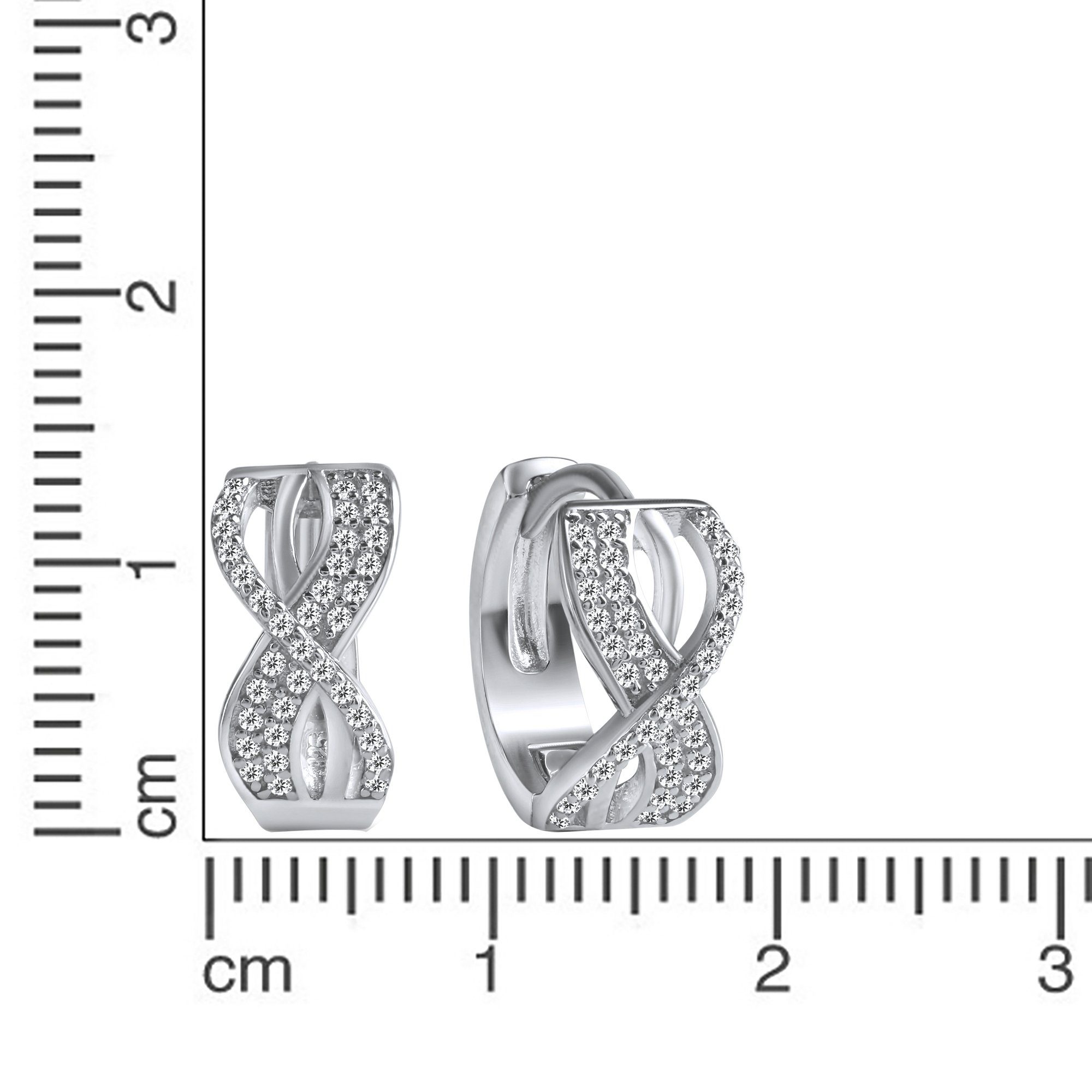 Vivance Paar Creolen 925-Sterling Silber rhodiniert Zirkonia, Elegante  Creolen aus 925-/ Sterling Silber rhodiniert