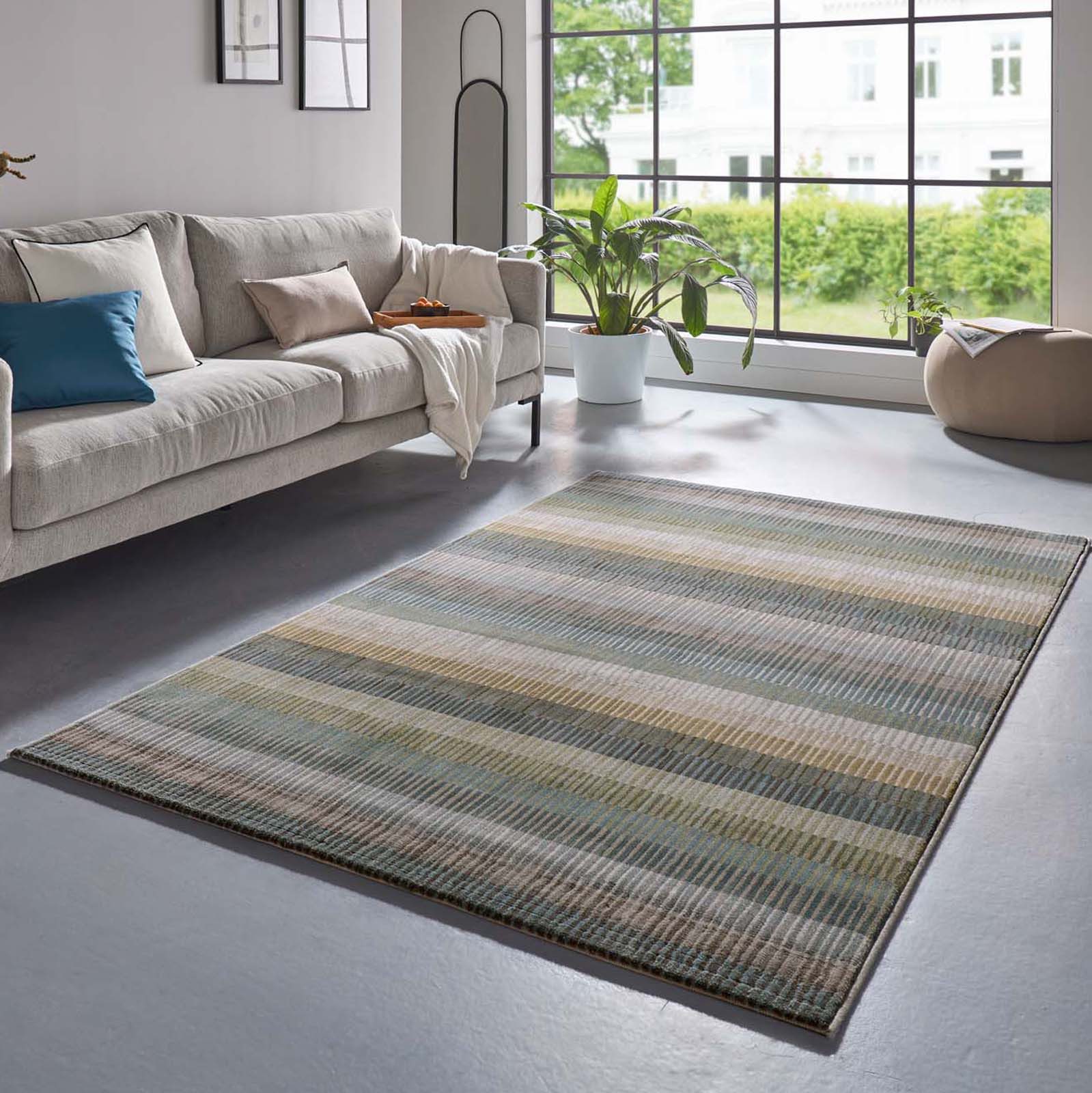 TaraCarpet Teppich Vintageteppich Argo Stripes, rechteckig, Höhe: 14 mm, Streifen Design in verschiedene grün Töne schwere Qualität 80x150