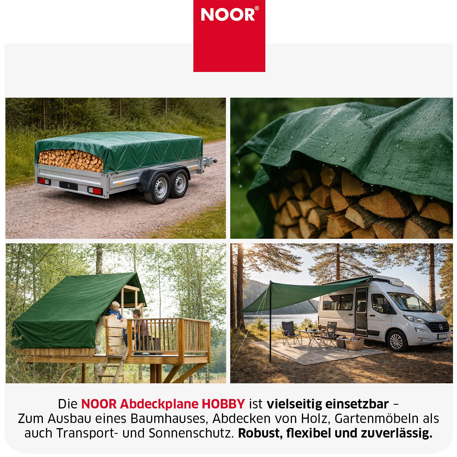 NOOR Schutzplane HOBBY - vielseitige Abdeckplane - 120g/m², Gewebeplane Garten - wasserdicht - Ösen, verstärkte Ecken & Ränder – Bild 5 von 5