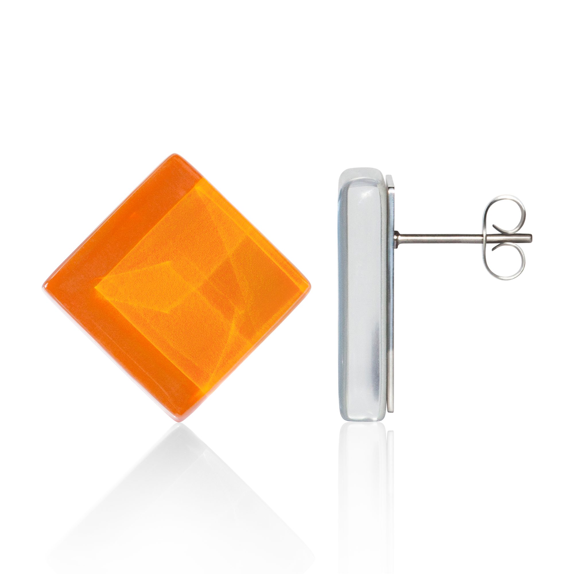 Paar Ohrstecker Quadratische Statement Ohrringe aus Glas • handgemacht