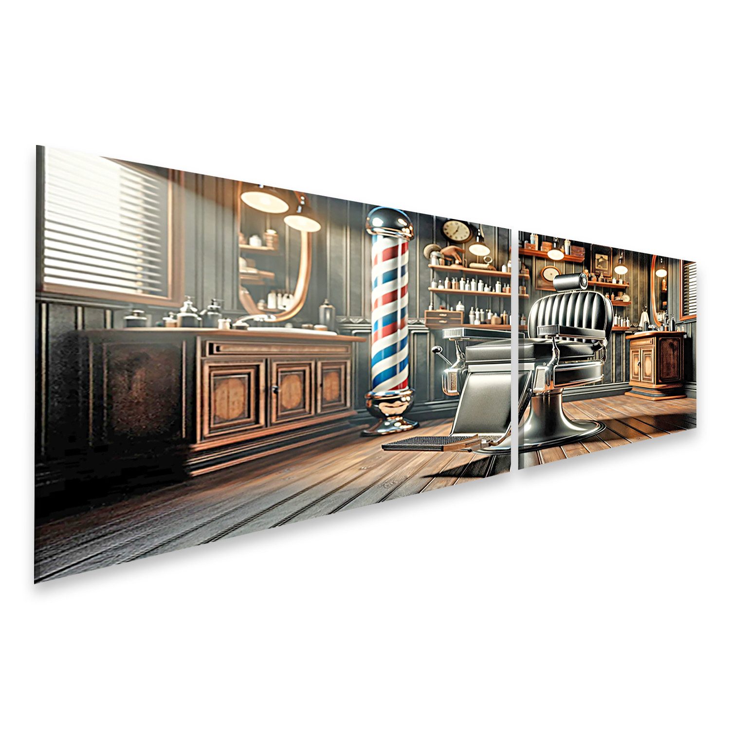 Leinwandbild Vintage-Barbershop antiker Friseurstuhl Friseur