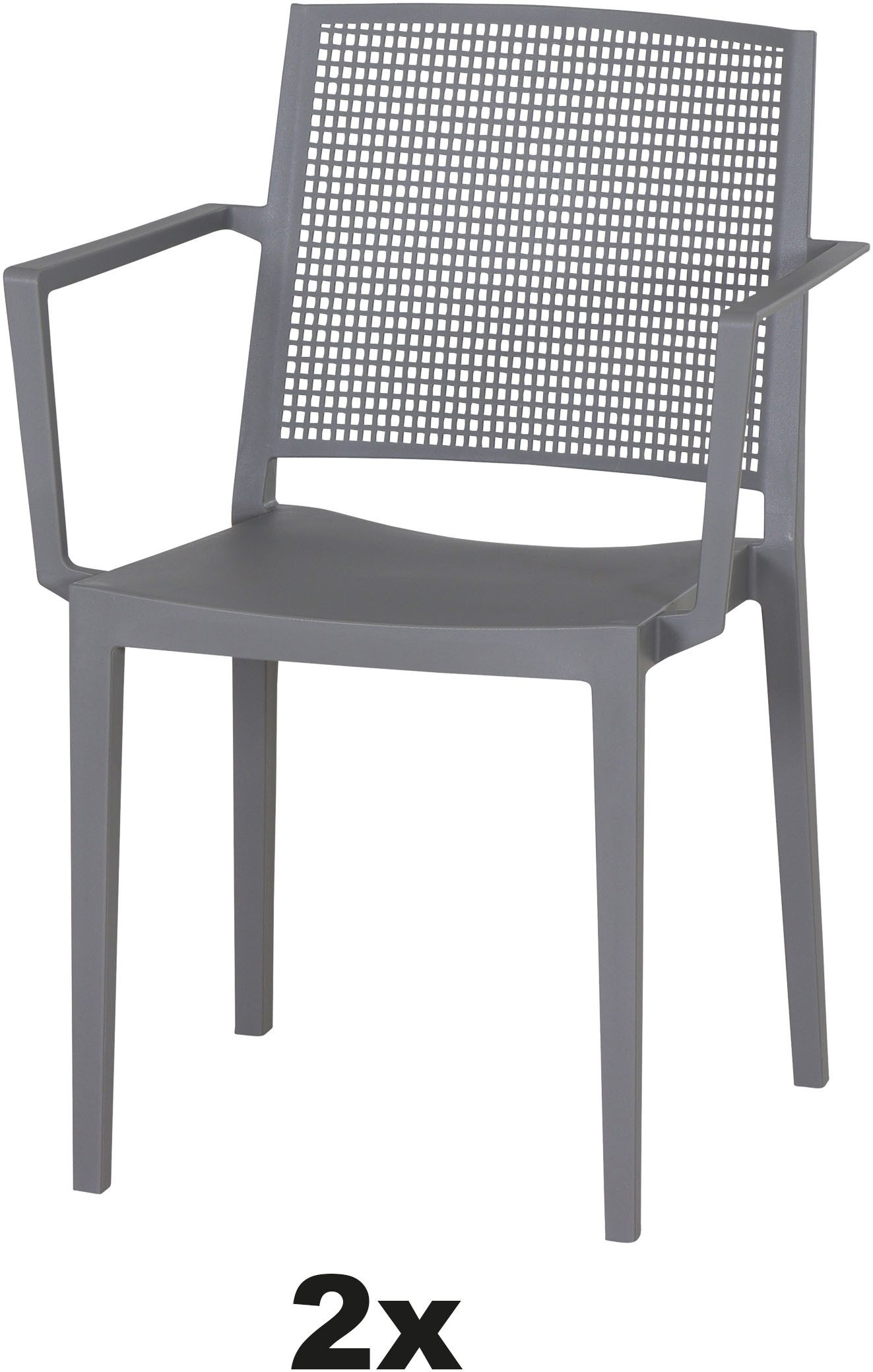 Siena Garden Gartensessel Square 2er Set Stapelsessel grau (Set, 2-St), Gestell, Polypropylen/Glasfaser