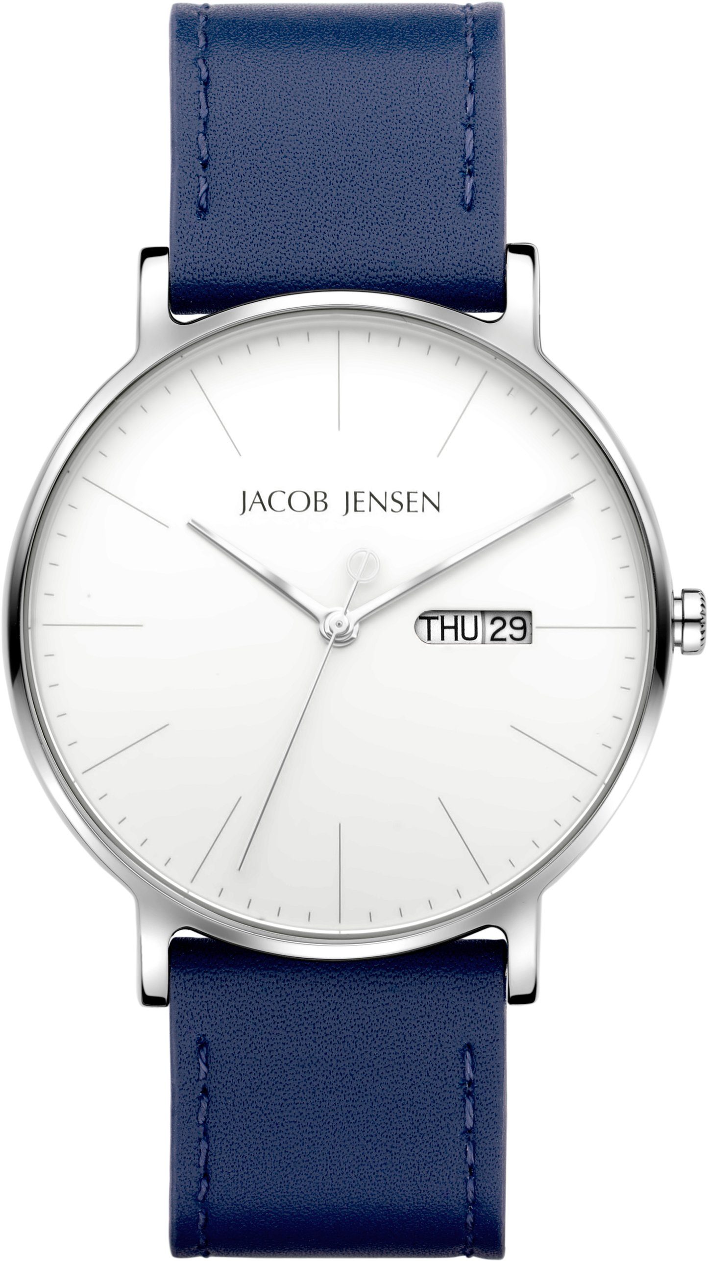 Jacob Jensen Titanuhr Herrenuhr Tag ⌀40mm Nordic Titanium Timeless Datum Weiß