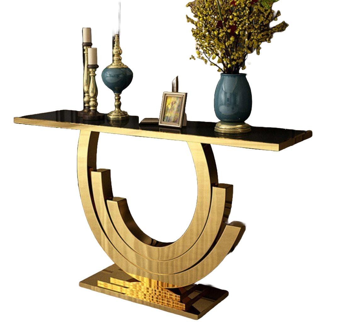 JVmoebel Konsolentisch Holz Sideboard in Gold mit eleganter Optik, Made in Europa