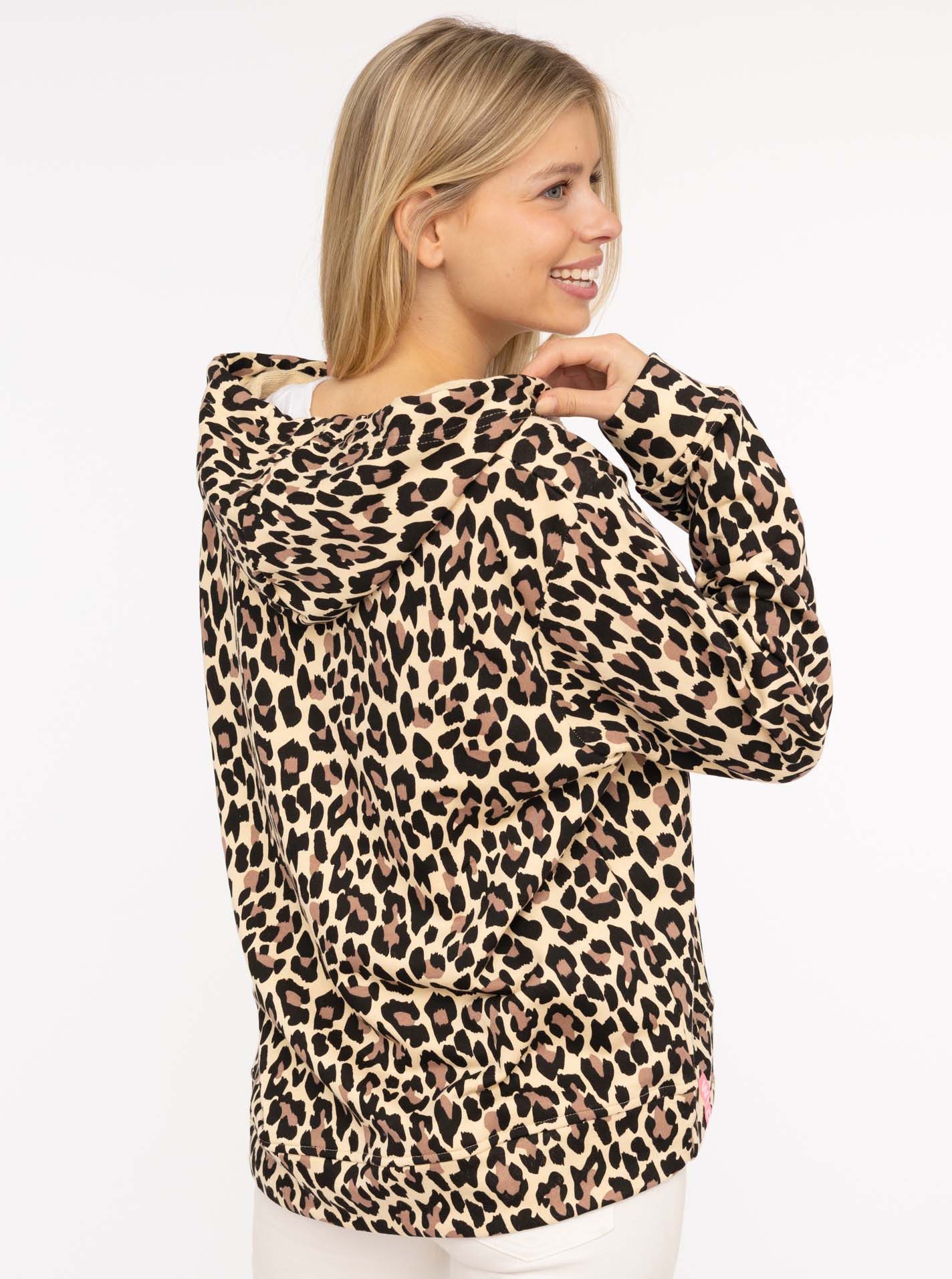 Zwillingsherz Hoodie "Leo AOP" Leo-Design, V-Ausschnitt, Kapuze