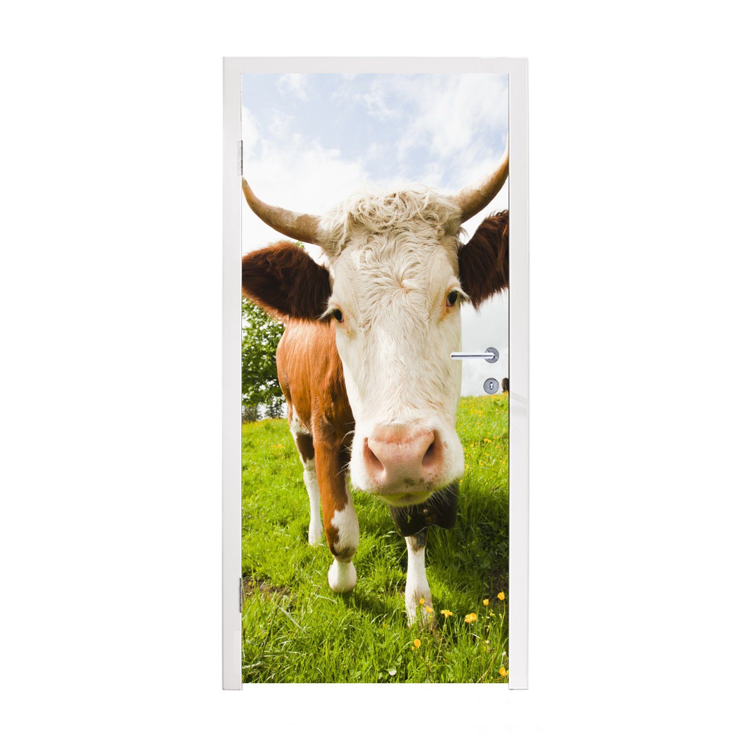 MuchoWow Türtapete Kuh - Licht - Schatten, Matt, bedruckt, (1 St), Fototapete für Tür, Türaufkleber, 75x205 cm