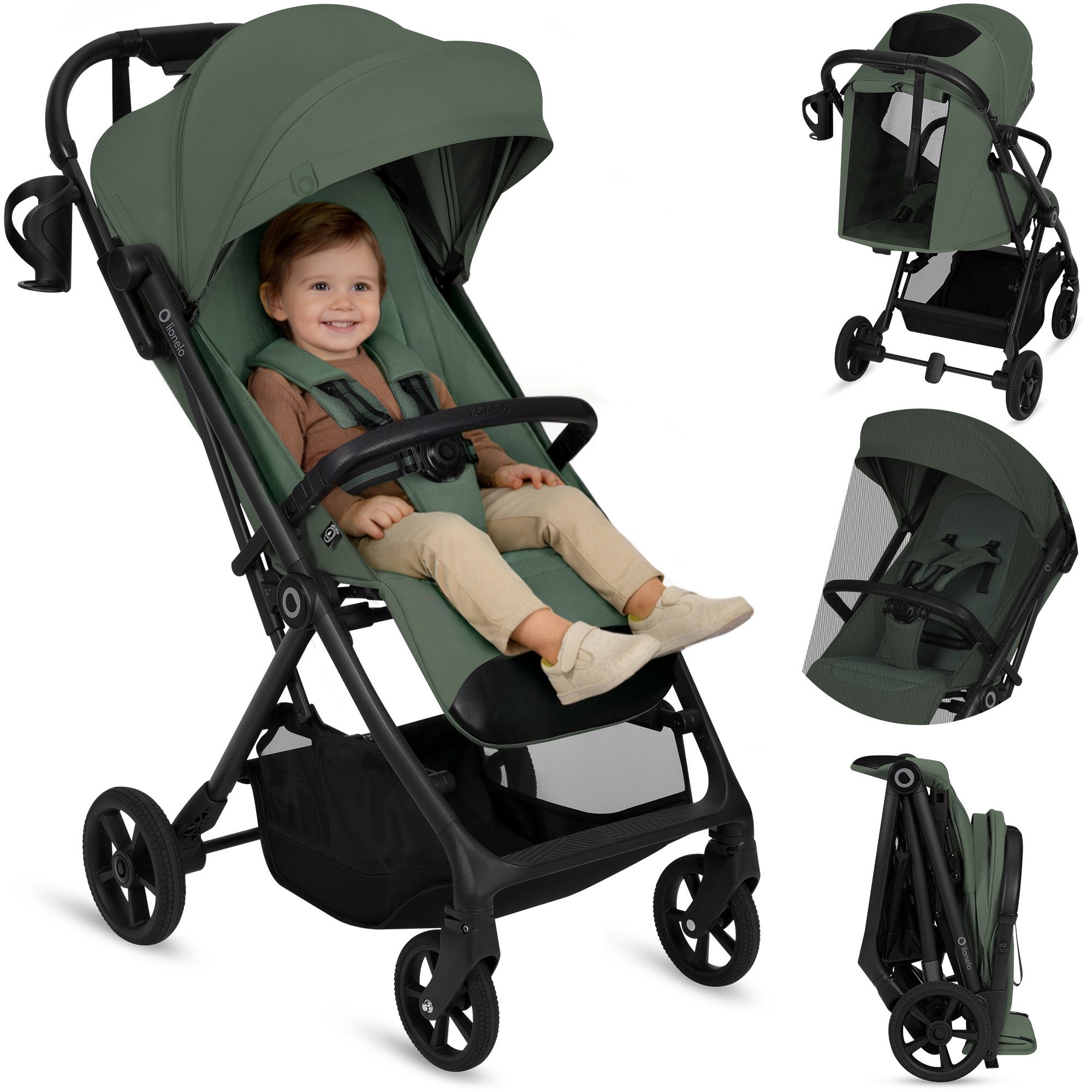 lionelo Kinder-Buggy TANSI, (Set), GravelTech-Räder/Auto-Folding/92 cm Liege/inGrip/einhändig