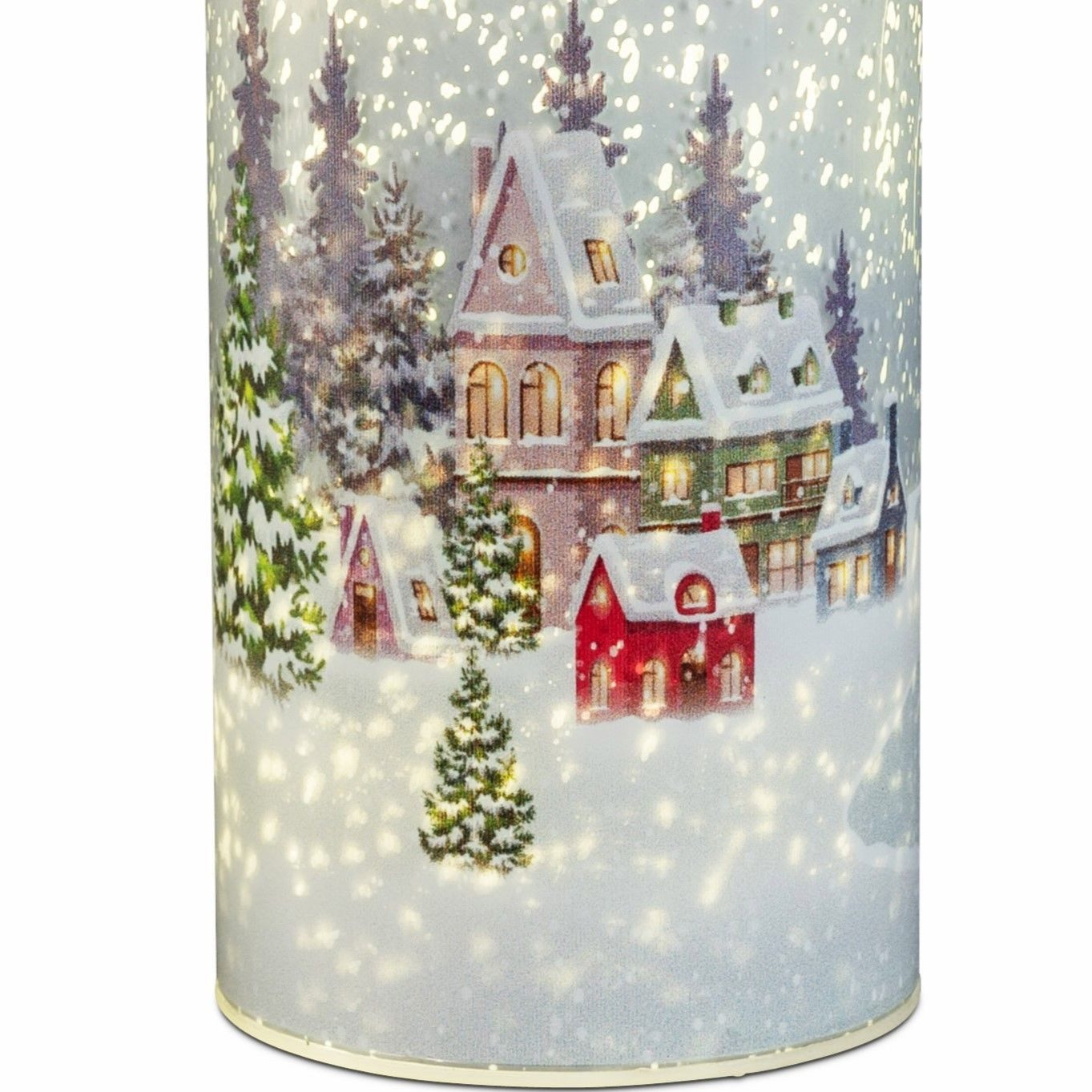 formano Nachttischlampe Winterdorf, Mit Timerfunktion, Weiß, Motiv: Häuser günstig online kaufen