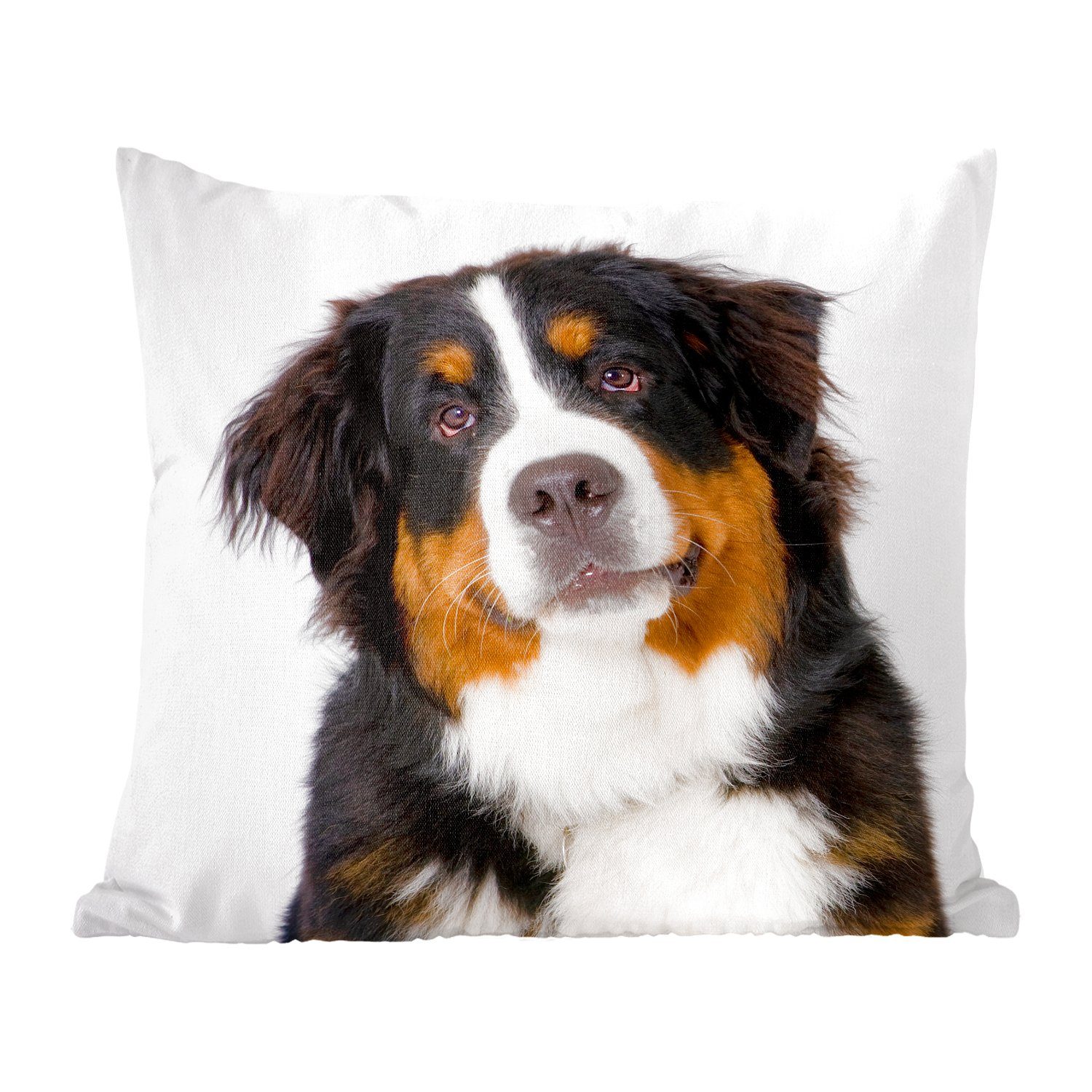 MuchoWow Dekokissen Porträtfoto eines Berner Sennenhundes, Zierkissen mit Füllung für Wohzimmer, Schlafzimmer, Deko, Sofakissen