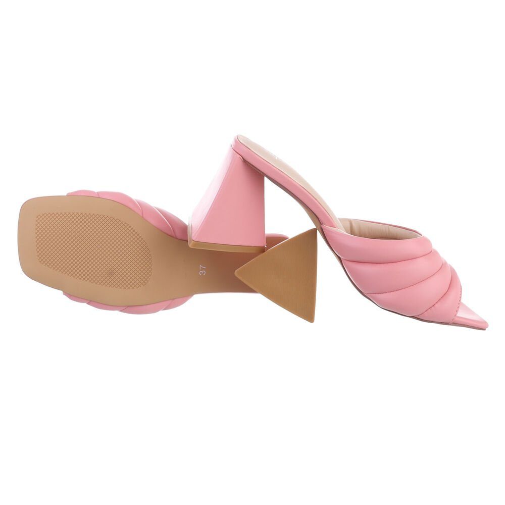 Sandalen Freizeit & in Ital-Design Mules High-Heel-Sandalette Blockabsatz Damen Pink Sandaletten