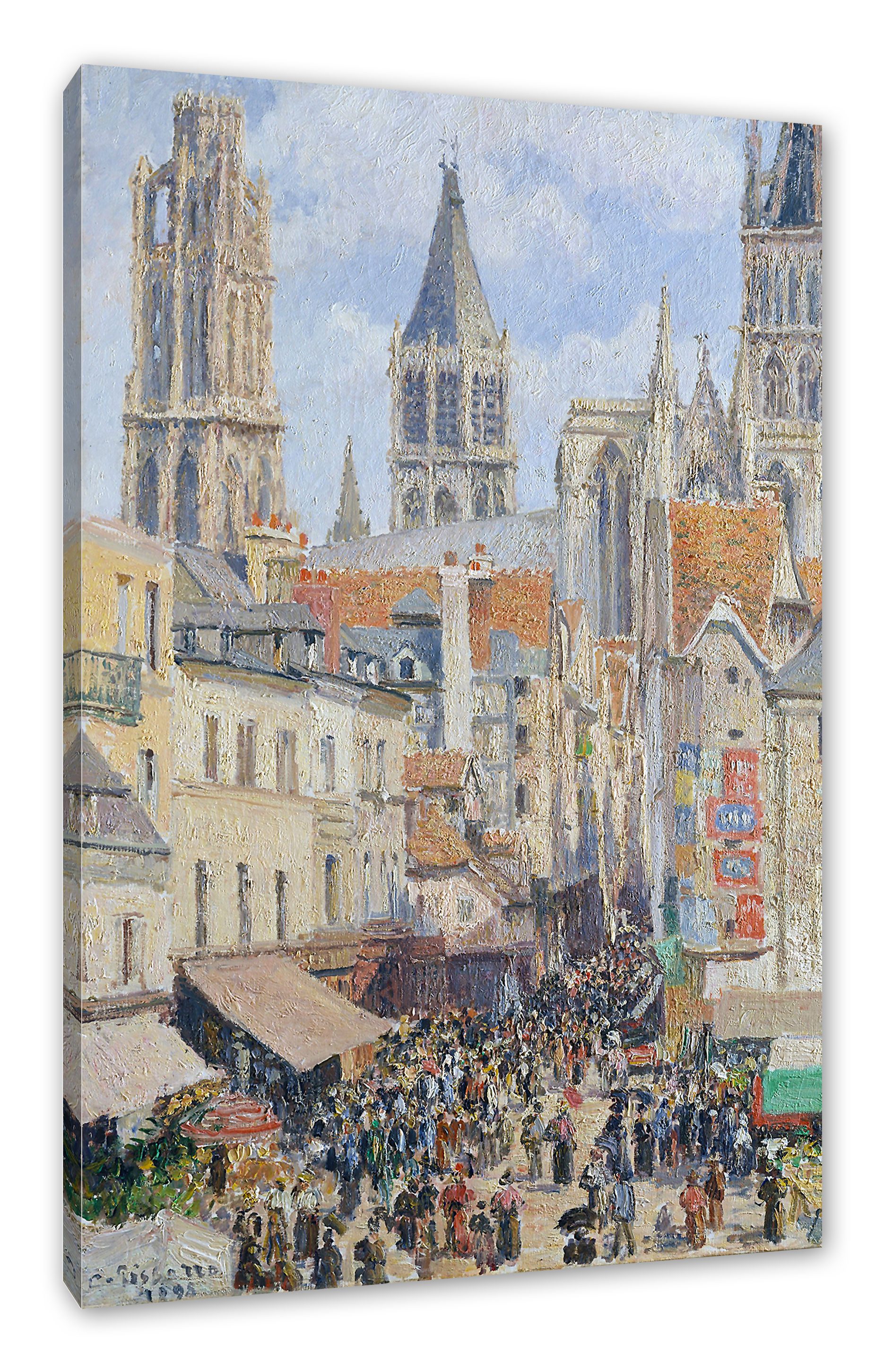 Pixxprint Leinwandbild Camille Pissarro - Rouen Rue de l'Épicerie, Camille Pissarro - Rouen Rue de l'Épicerie (1 St), Leinwandbild fertig bespannt, inkl. Zackenaufhänger