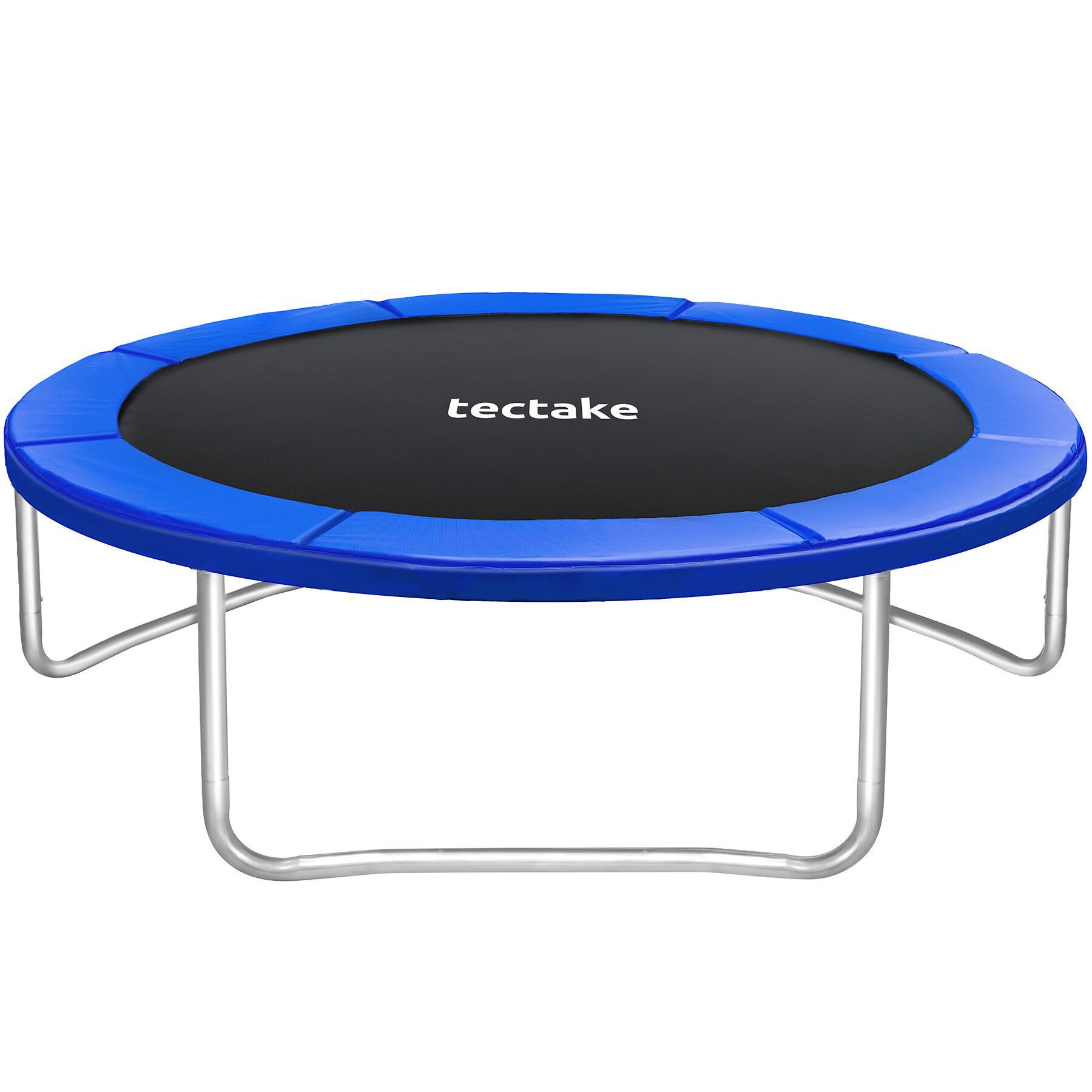 tectake Gartentrampolin Kindertrampolin mit Einstiegsleiter und Sicherheitsnetz Ø 305 cm, (Outdoortrampolin Garfunky, in schwarz/blau), GS zertifiziert, Randabdeckung, reißfestes Sprungtuch