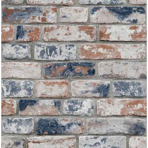 Art for the home Papiertapete Backsteinwand, Steinoptik, (1 St), Rot/Blau - 10mx53cm