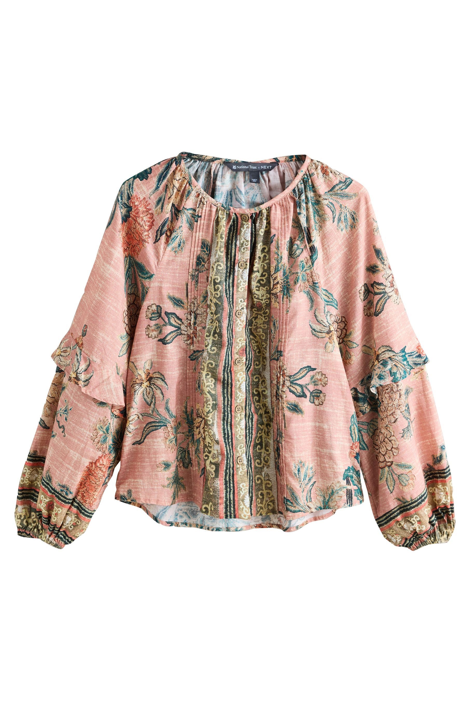 Langarmbluse Bluse mit Knopfleiste und Volumenärmeln