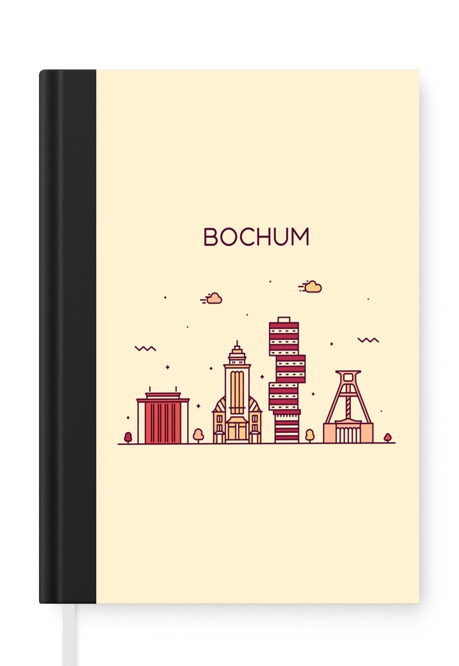 MuchoWow Notizbuch Bochum - Deutschland - Skyline, Journal, Merkzettel, Tagebuch, Notizheft, A5, 98 Seiten, Haushaltsbuch