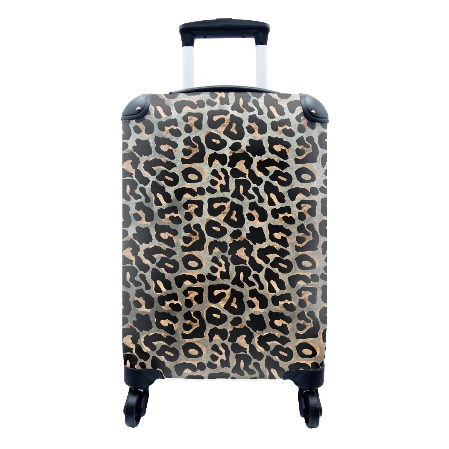 MuchoWow Handgepäckkoffer Pantherdruck - Braun - Luxus, 4 Rollen, Reisetasche mit rollen, Handgepäck für Ferien, Trolley, Reisekoffer