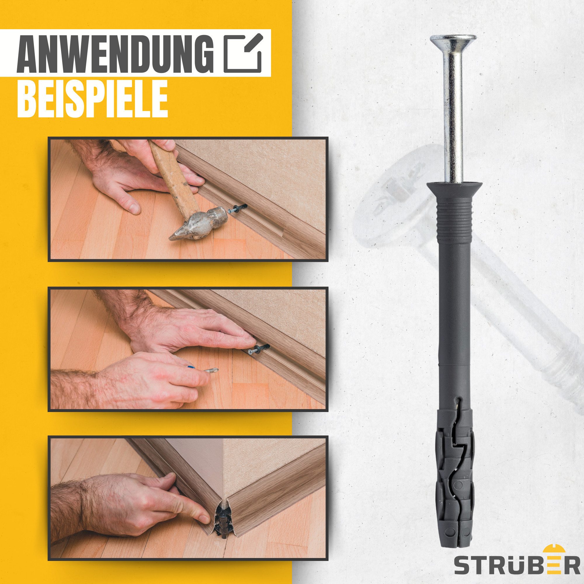 STRÜBER Nageldübel Nageldübel Schnellmontage Schlagdübel Einschlagdübel Senkkopf Dübel, Schnellmontage Nageldübel Schlagdübel Rahmendübel Spreizdübel – Bild 4 von 5