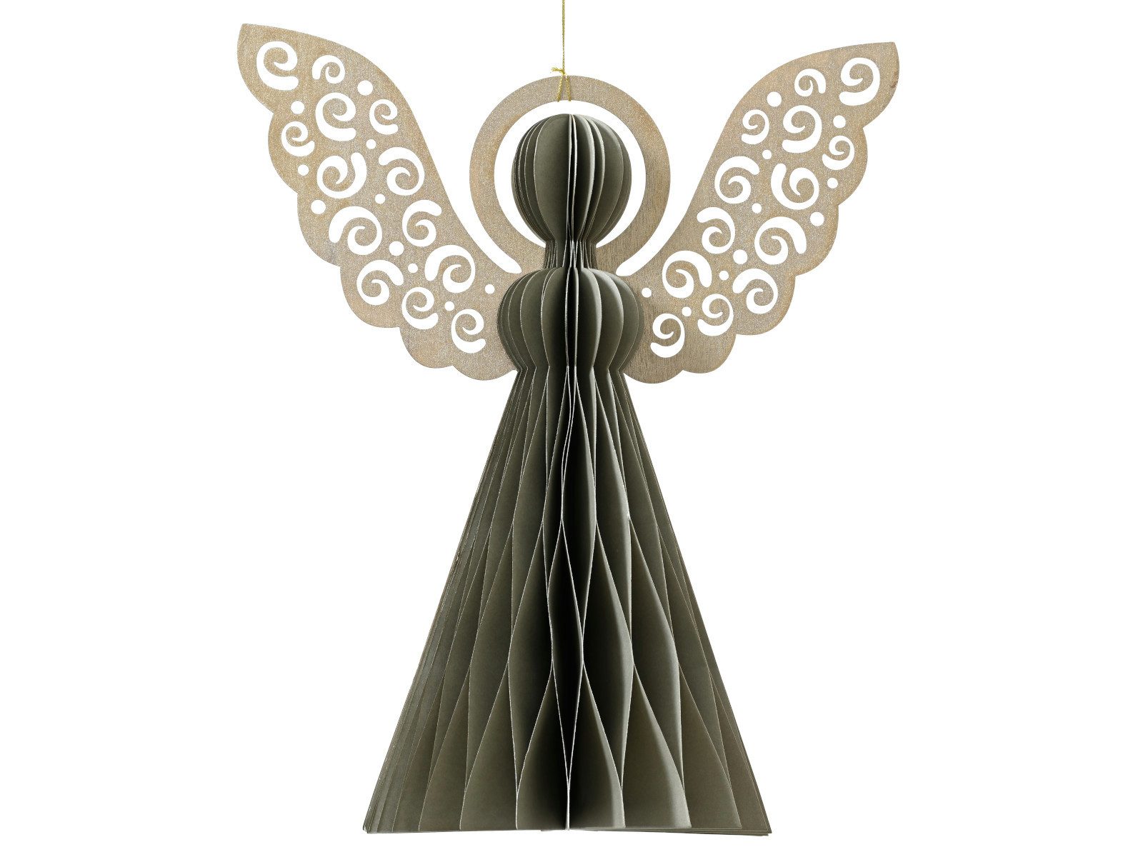 Decoris season decorations Dekofigur Engel Papier grau 8cm