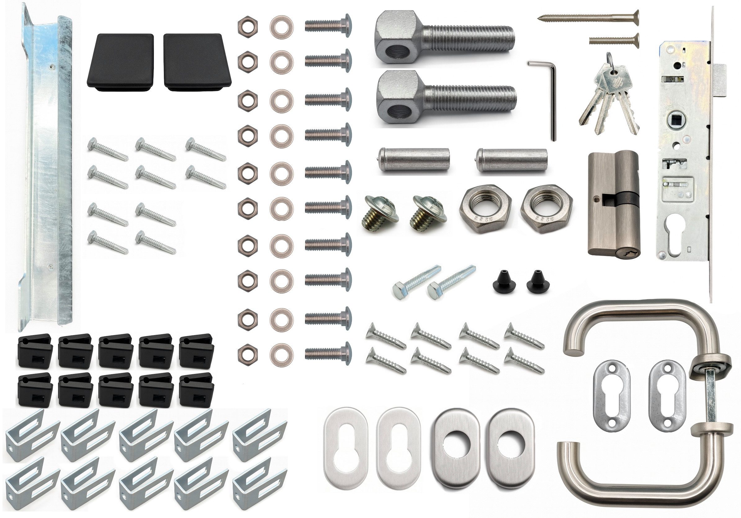 Fischer und Adamek Gartentor Gartentor, (inkl 2 Pfosten 3 Schlüssel Schließer), Verzinkt