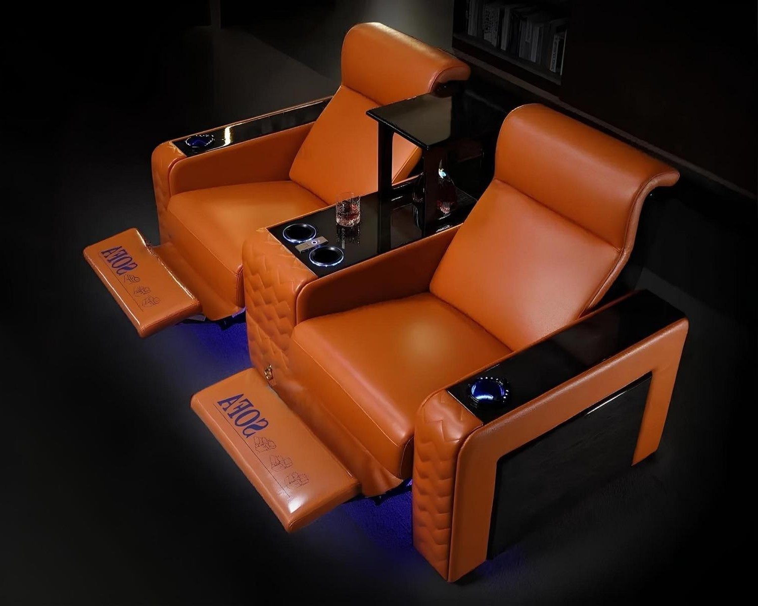 Xlmoebel 2-Sitzer XLMOEBEL Kinosessel in Orange mit Lederausstattung und Komfort, 3 Teile, Made in Europa