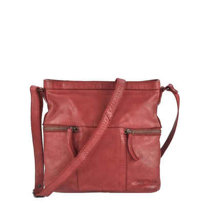 Bear Design Umhängetasche "Chessie" Cow Lavato Leder, Handtasche, kleiner Shopper, Schultertasche 26x25cm, Leder in rot