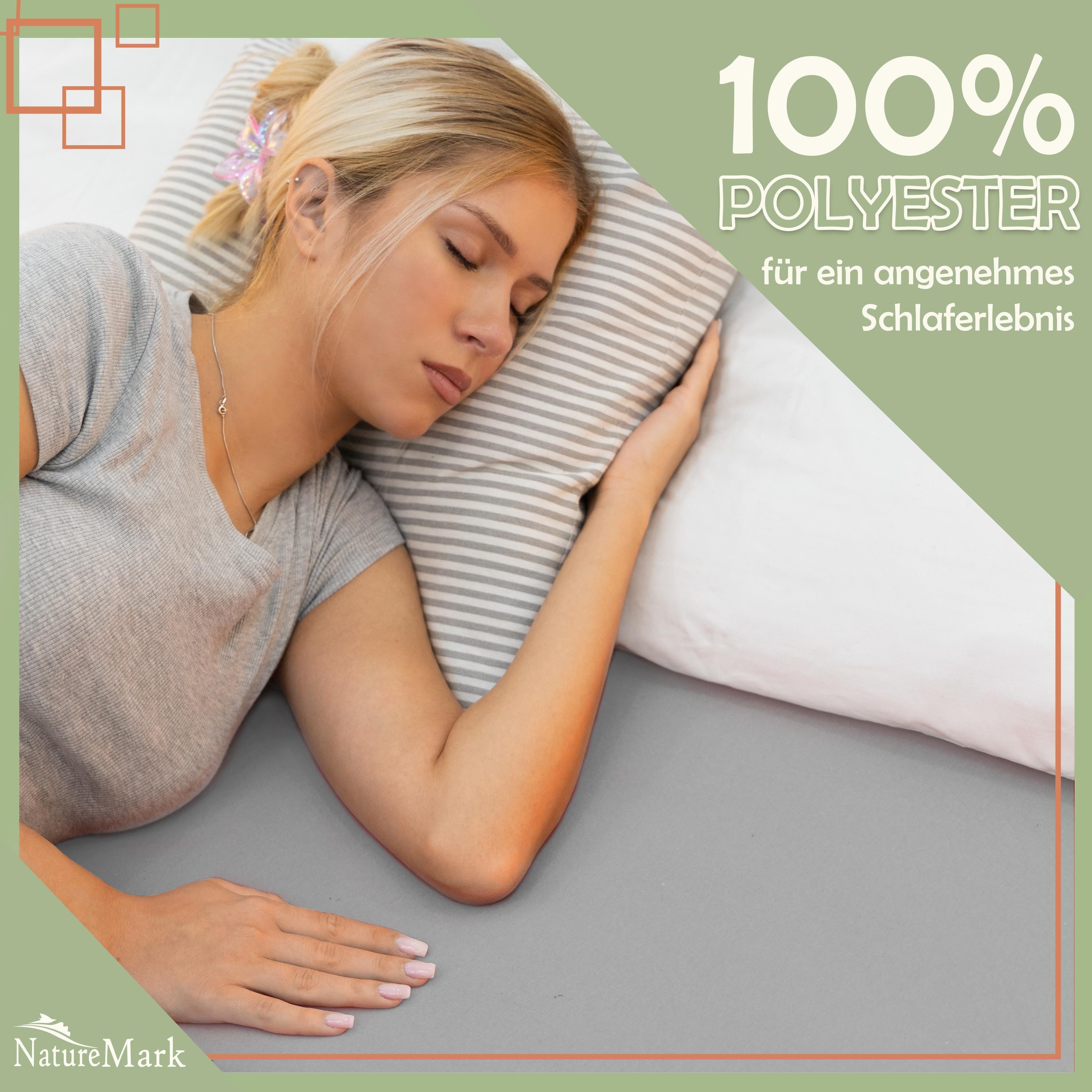 NatureMark Spannbettlaken Mikrofaser Spannbetttuch, Polyester, Gummizug: rundum, viele Größen und Farben Markenware, 90x200cm, Silber grau