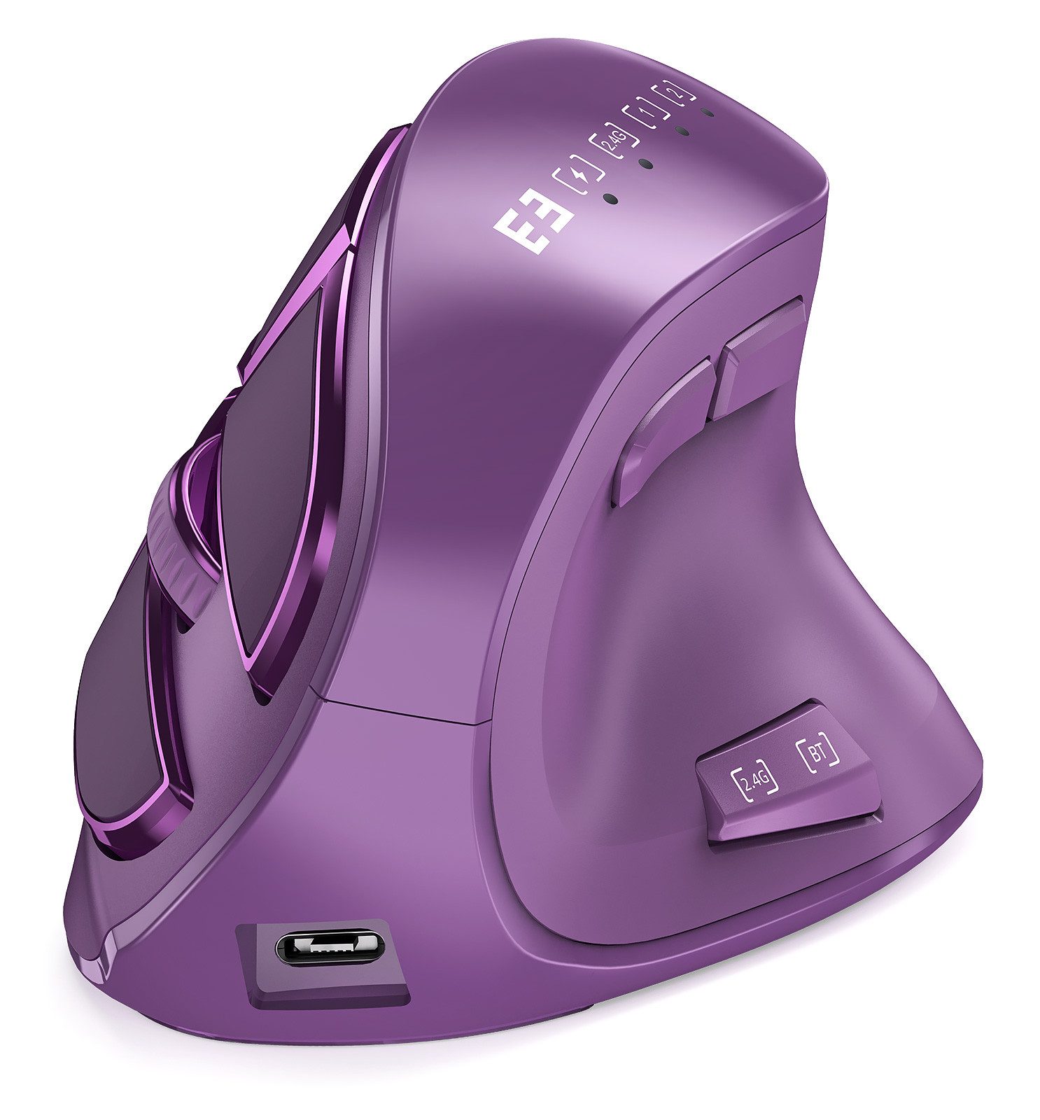 Seenda Vertikale Ergonomische Kabellose Maus, Wiederaufladbar Maus (2.4 GHz Wireless, Bluetooth 5.0, Dual Bluetooth + 2.4G, Multi-Device für Laptop/PC/Mac, Schwarz)