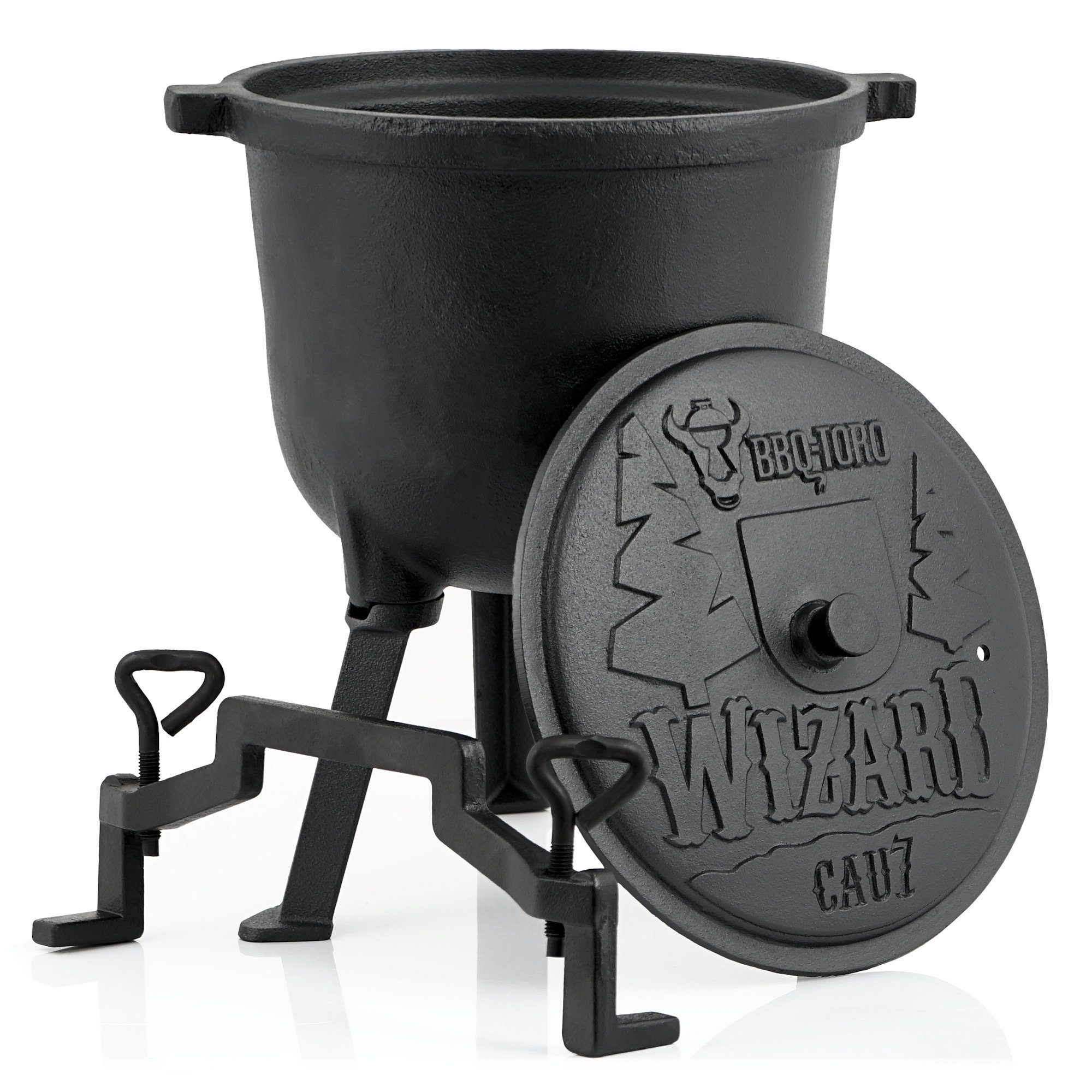 BBQ-Toro Grilltopf Zauberkessel "Wizard", 7 Liter, Gusseisen Kochtopf mit drei Beinen, De, Gusseisen