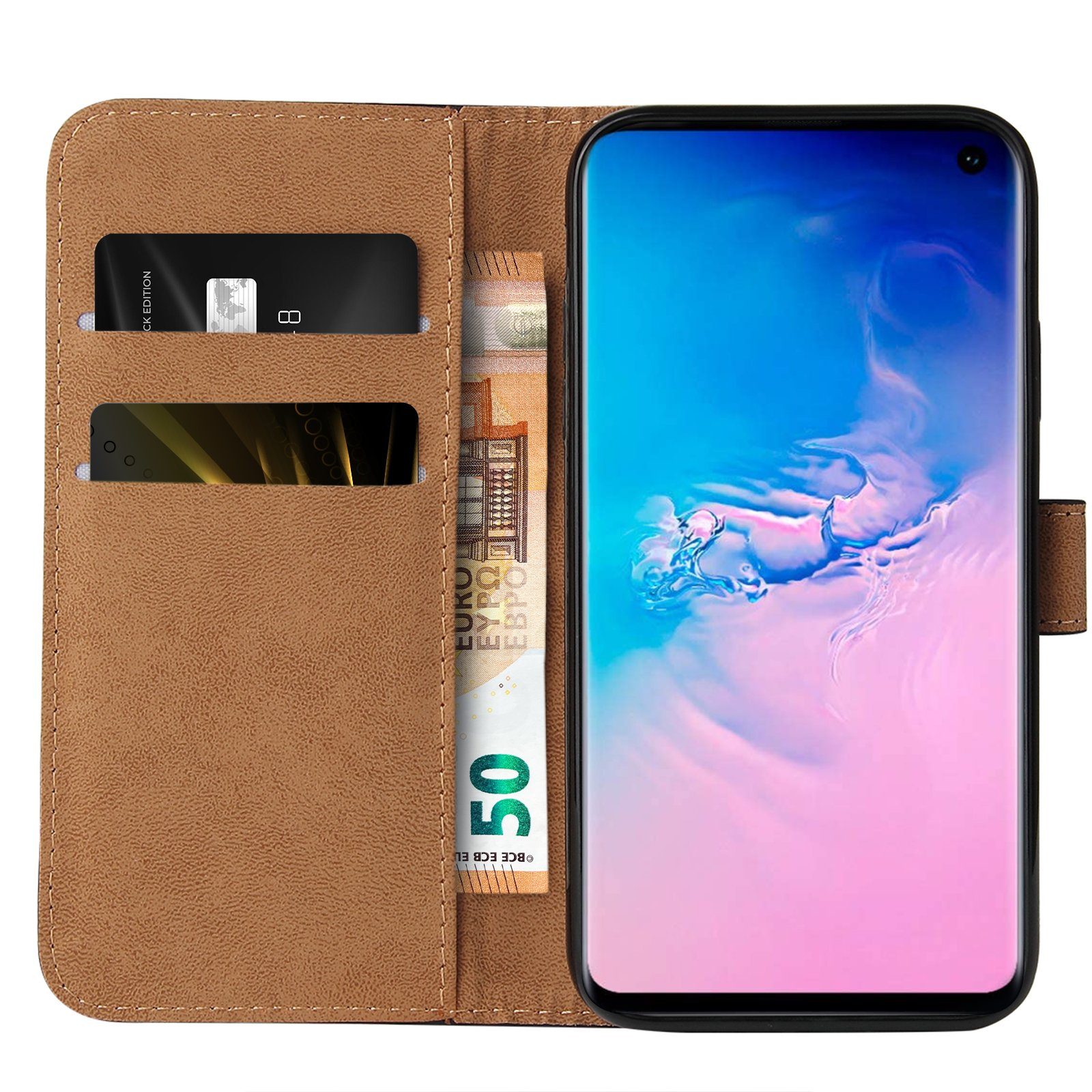 Tec-Expert Handyhülle Klapp Hülle für Samsung Galaxy S10 6.1 Zoll, 6.1, Flip Case für Samsung Galaxy S10